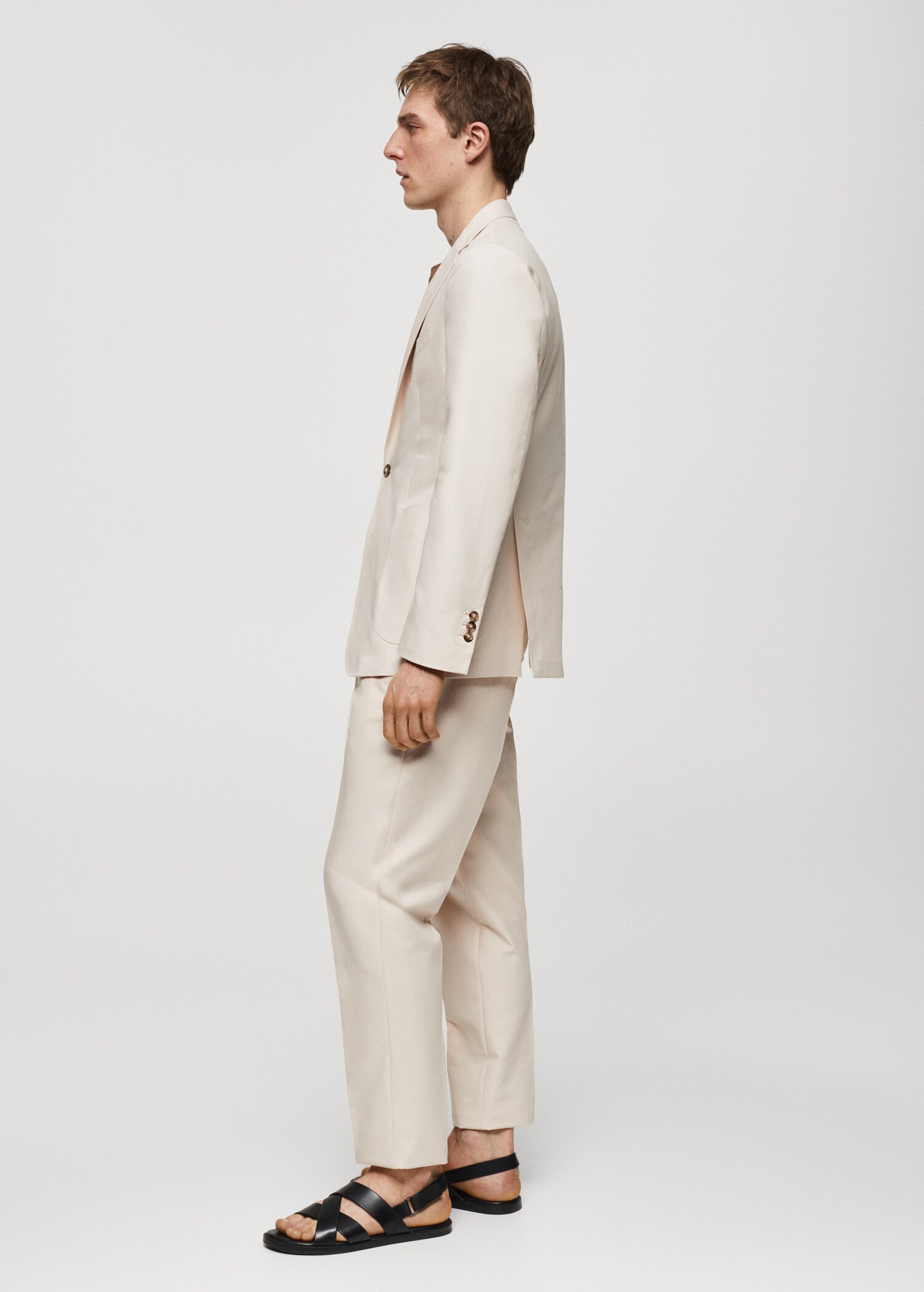 Pantalón traje pinzas slim fit 100% algodón - Detalle del artículo 2