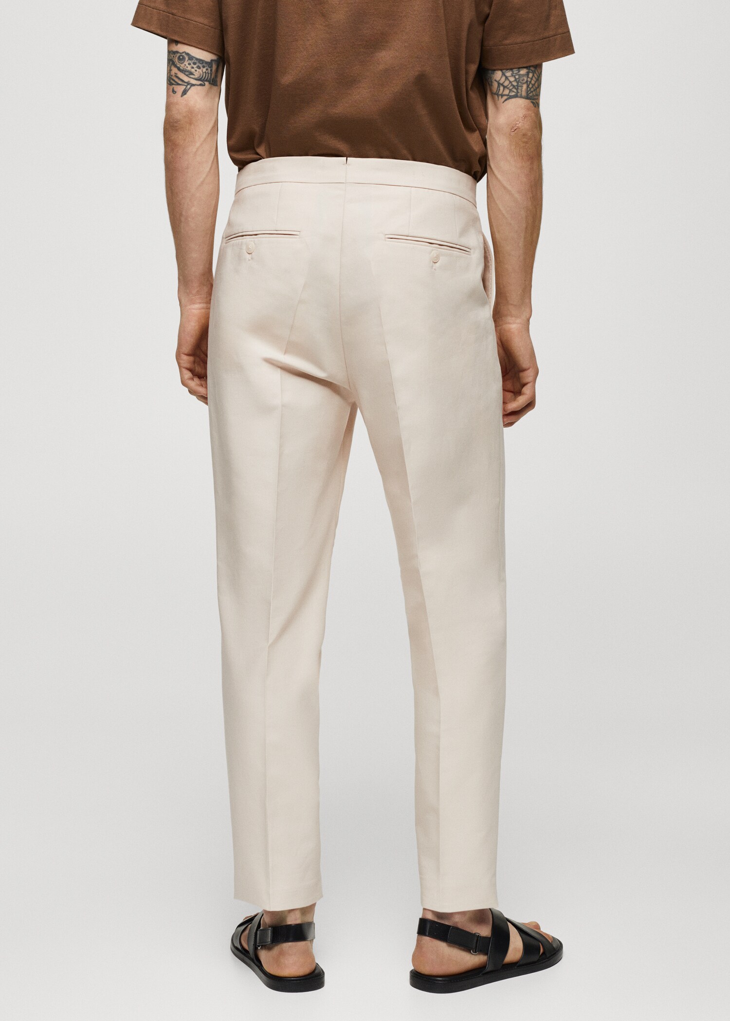 Pantalón traje pinzas slim fit 100% algodón - Reverso del artículo