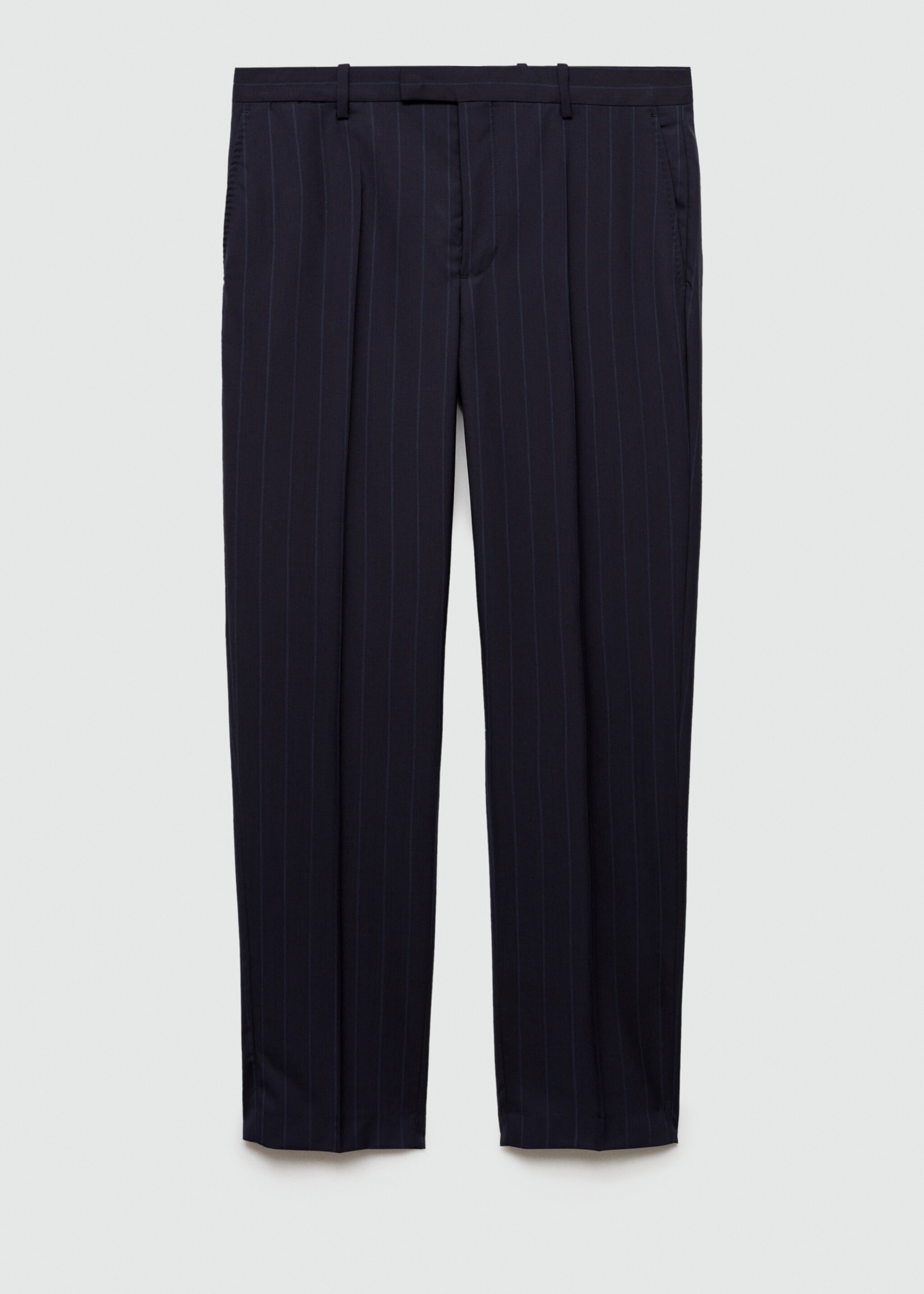 Pinstripe virgin wool suit trousers - Article without model, Dark Navy. Ref: 67058268-00.