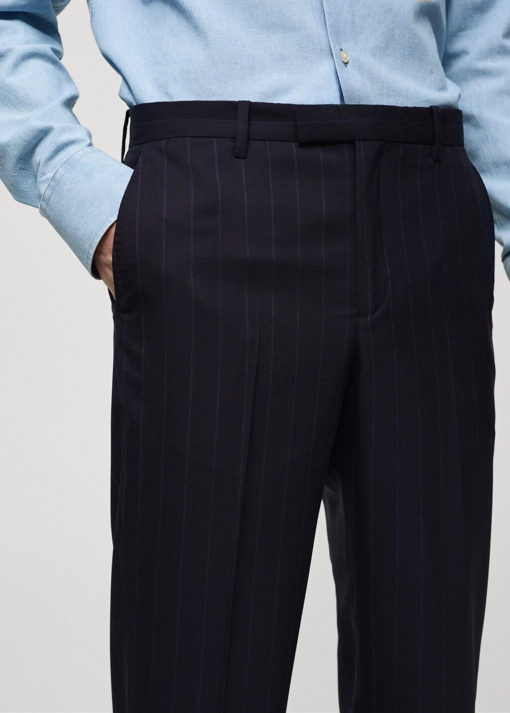 Pinstripe virgin wool suit pants - Men | MANGO OUTLET USA