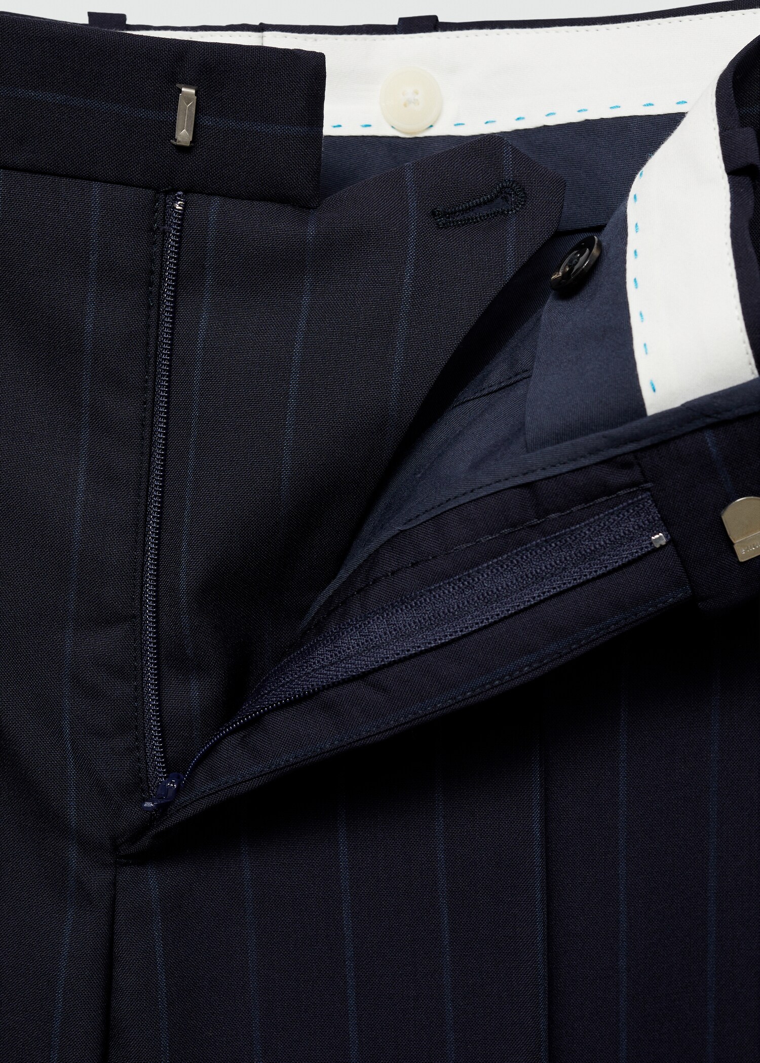 Pinstripe virgin wool suit trousers - Details of the article 8