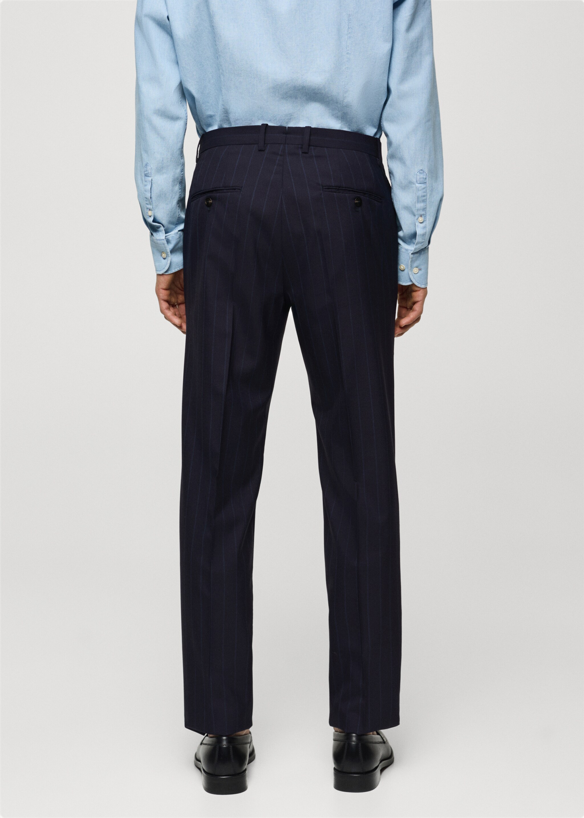 Pinstripe virgin wool suit trousers - Reverse of the article, Dark Navy. Ref: 67058268-00.