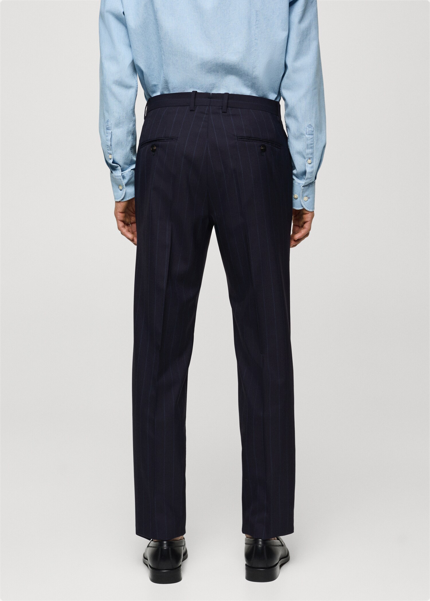 Pinstripe virgin wool suit trousers - Reverse of the article