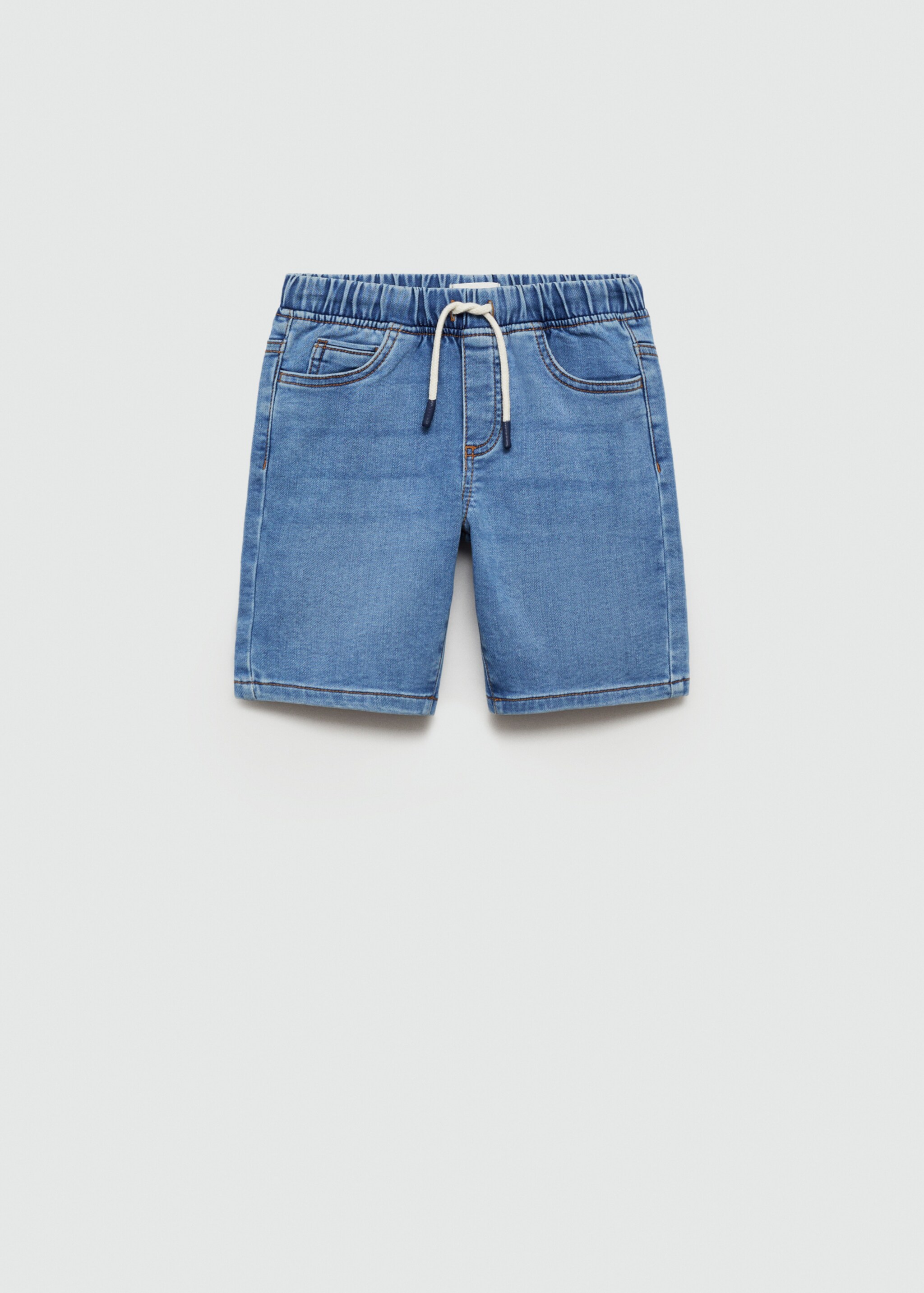Elastic waist denim Bermuda shorts - Article without model
