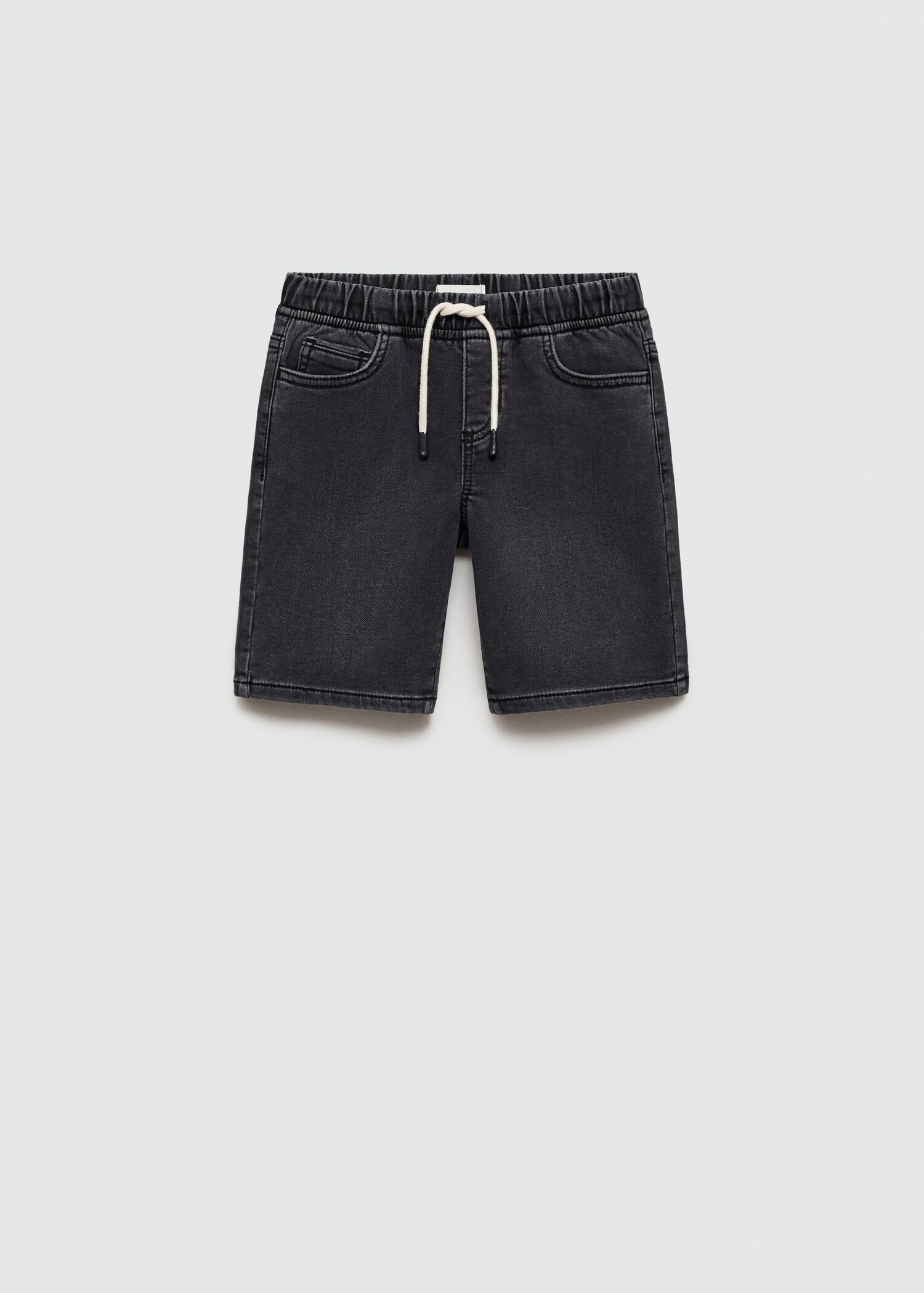 Elastic waist denim Bermuda shorts - Article without model