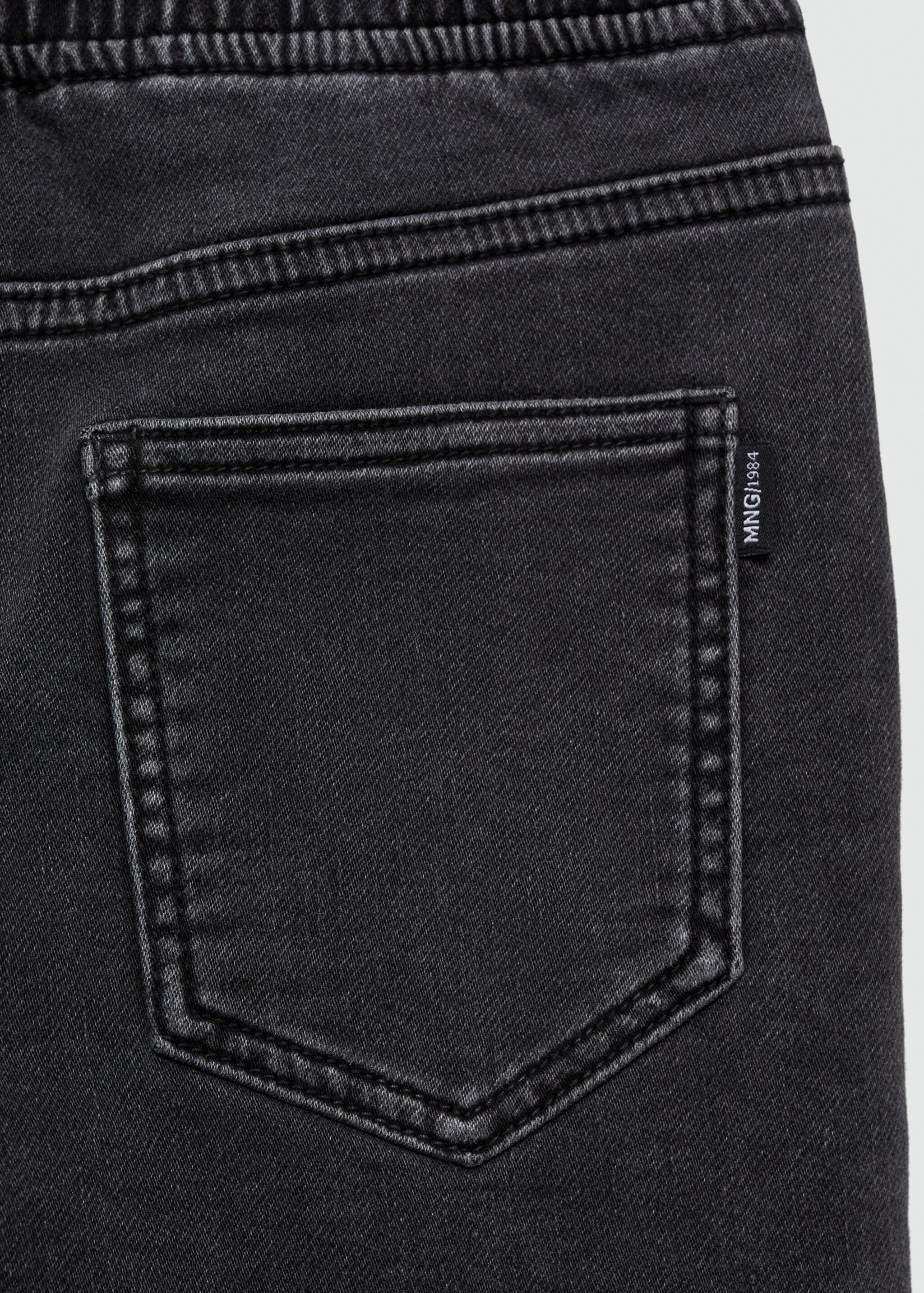 Elastic waist denim Bermuda shorts - Details of the article 0
