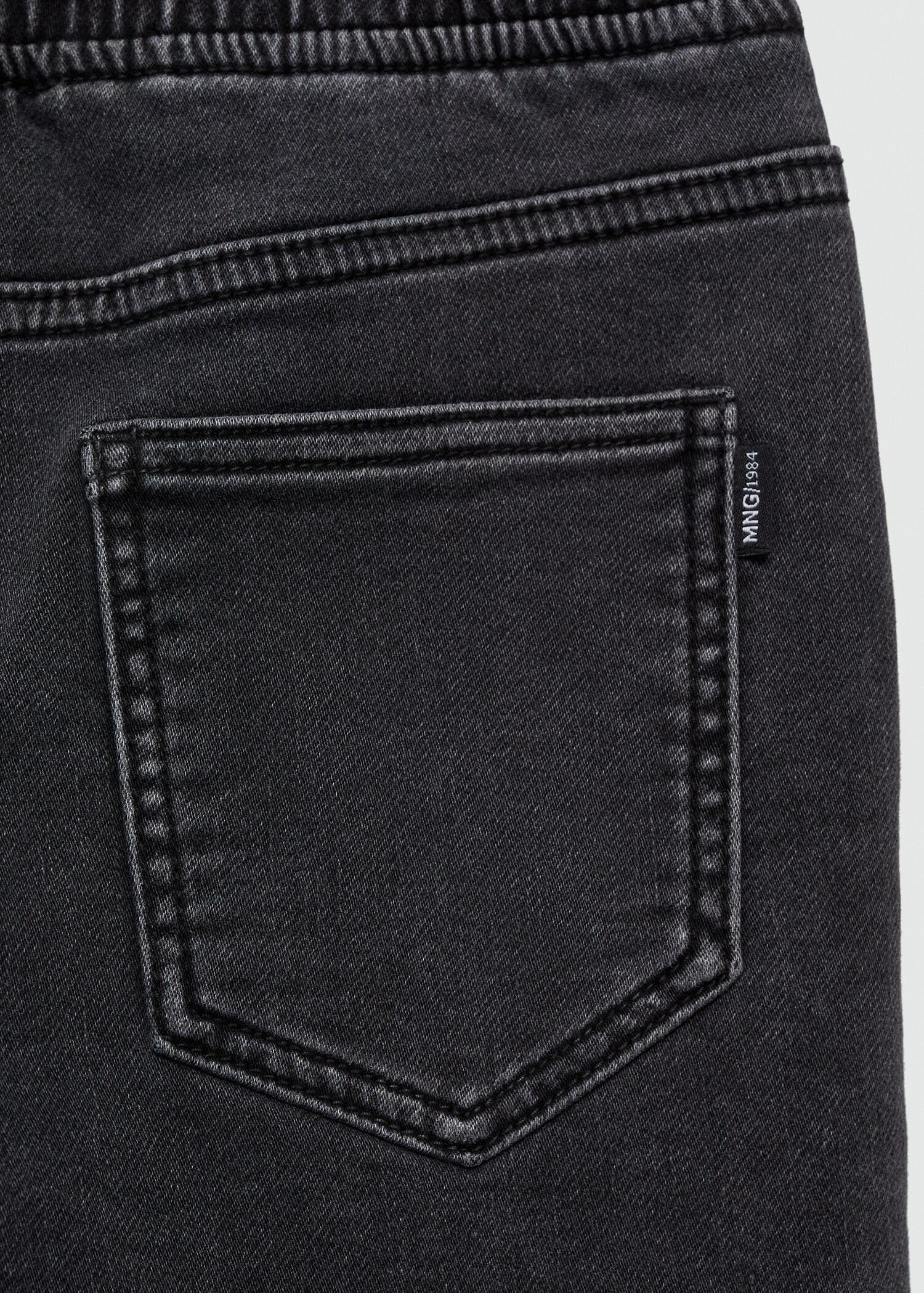 Elastic waist denim Bermuda shorts - Details of the article 0