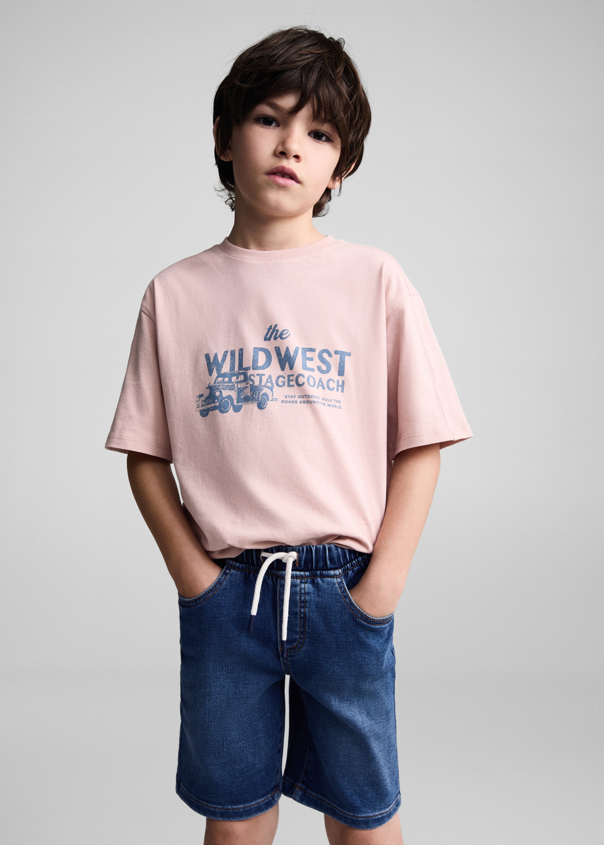 Jeans-Bermudas mit elastischem Bund - Mittlere Ansicht