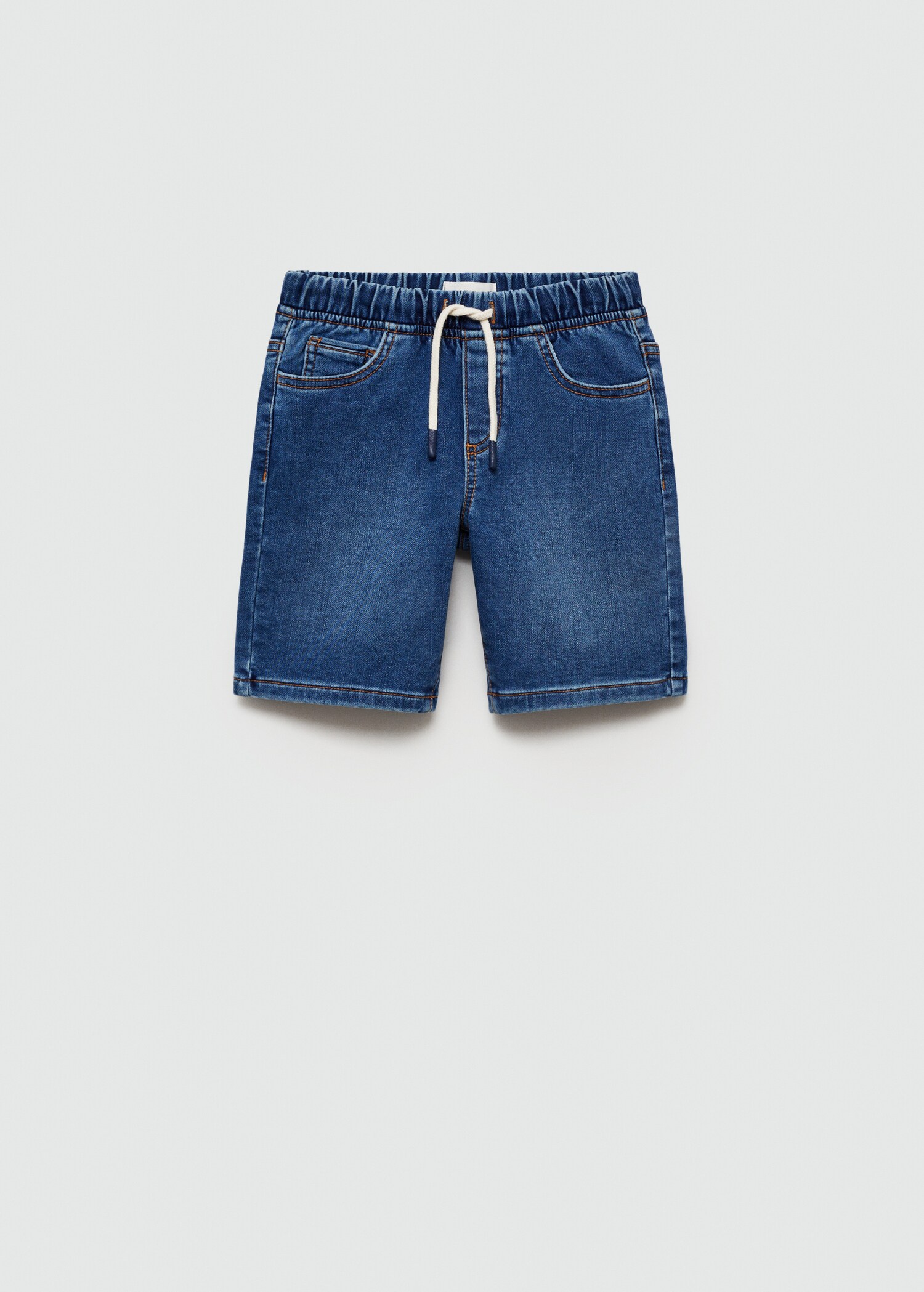 Elastic waist denim Bermuda shorts - Article without model