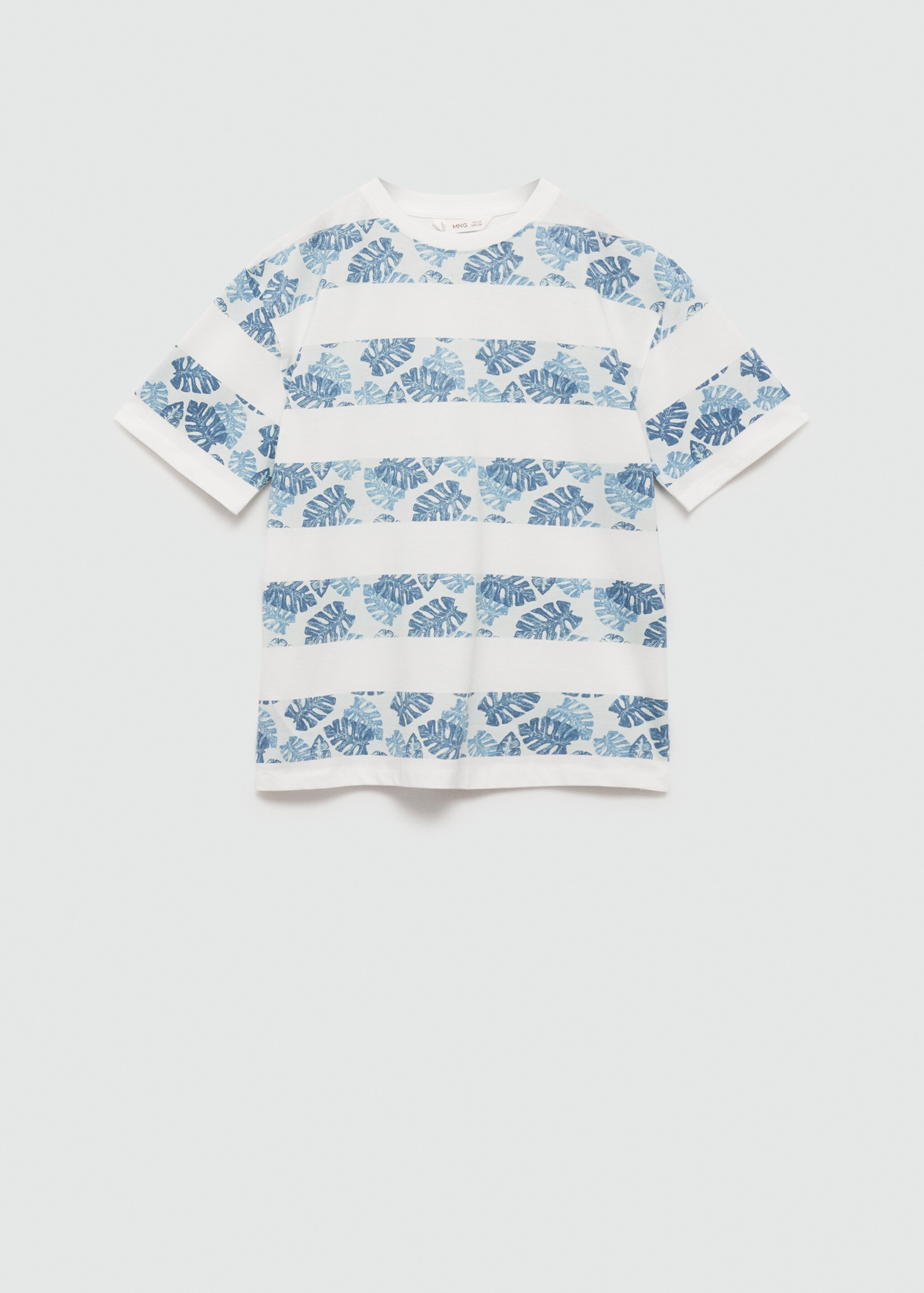 Leaf print T-shirt - Article without model, Blue. Ref: 67058272-00.