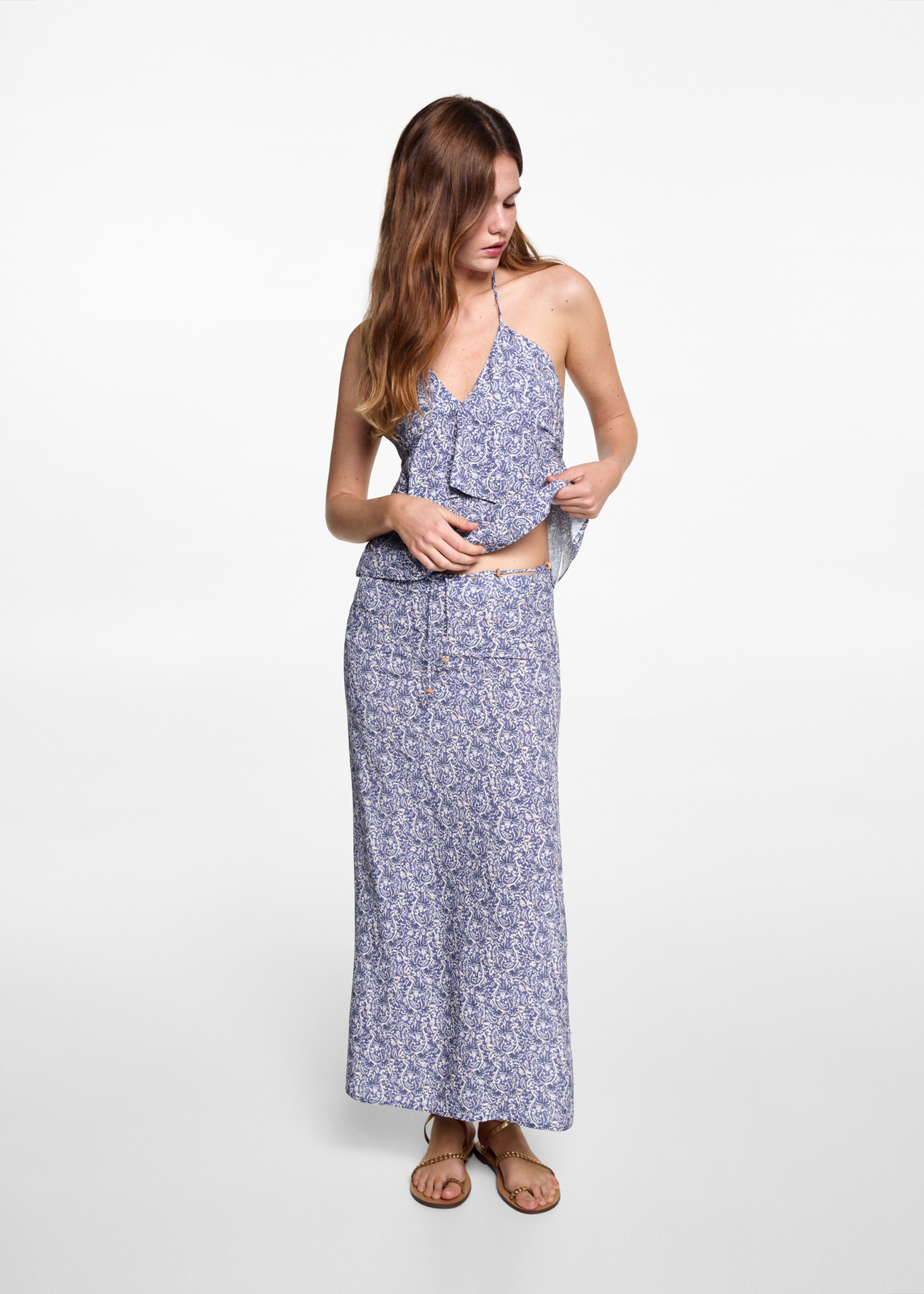 Gemustertes Volant-Top - Detail des Artikels 2, Himmelblau. Ref: 67058278-00.