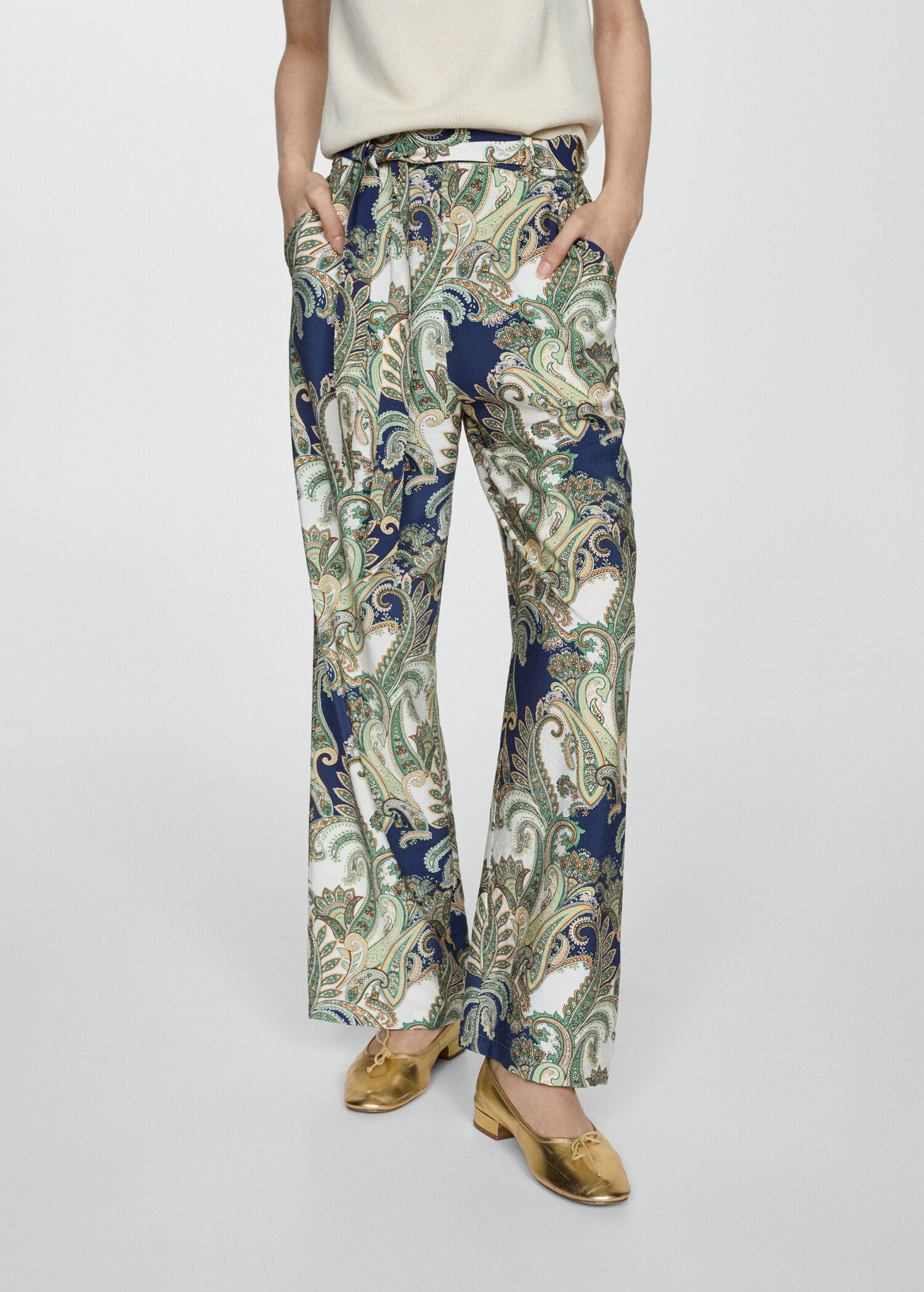 Printed trousers with bow - Medium plane