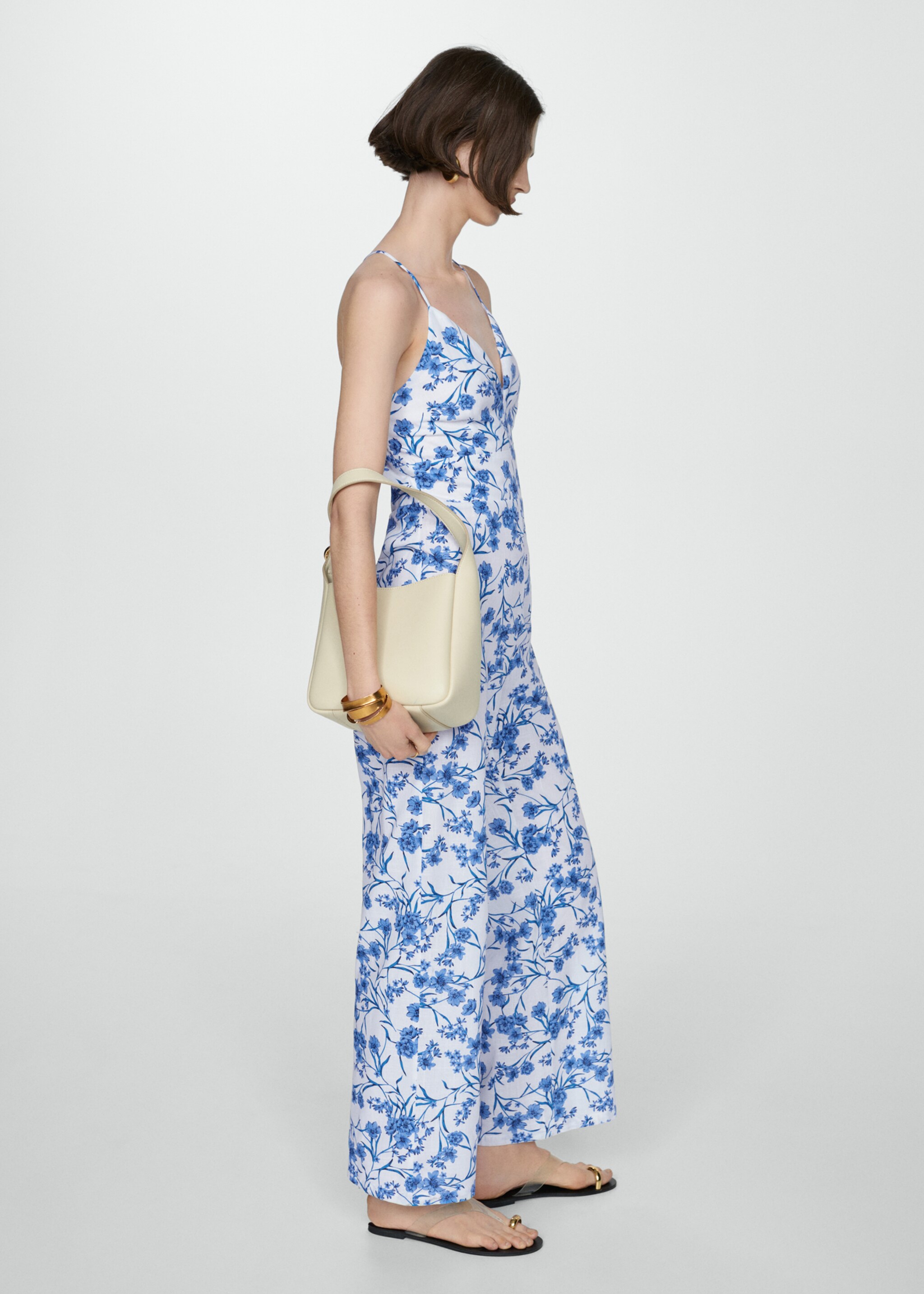 Baumwoll-Jumpsuit mit Blumenmuster - Detail des Artikels 1