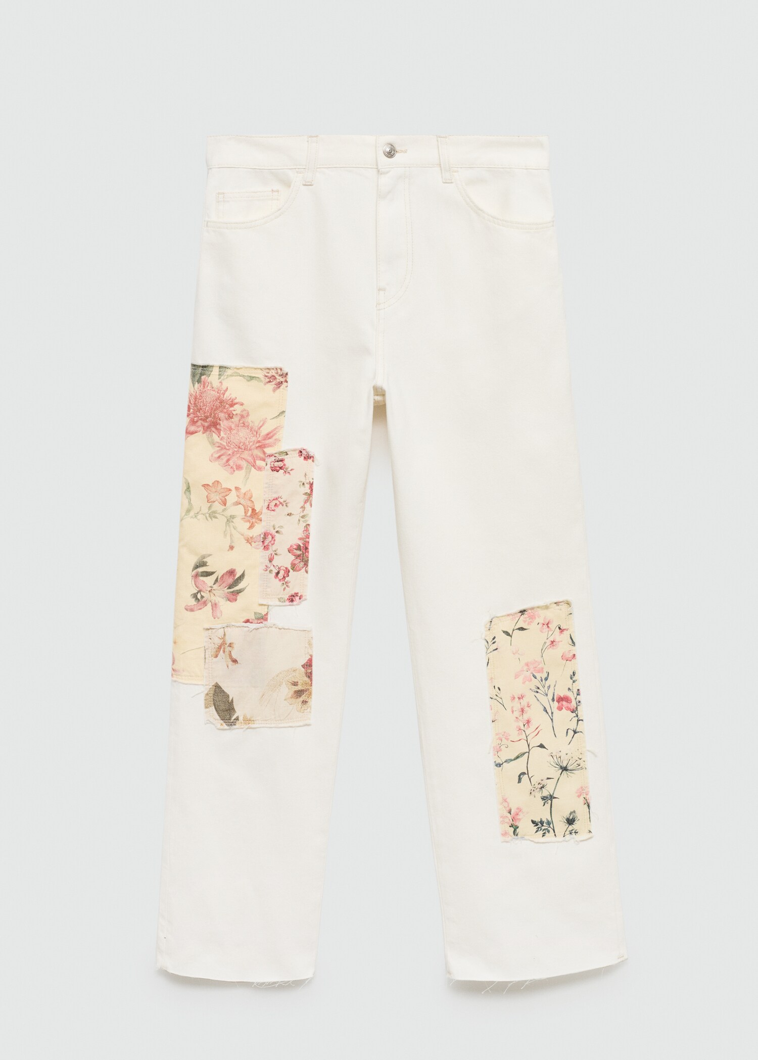 Jeans rectos parches flores - Artículo sin modelo