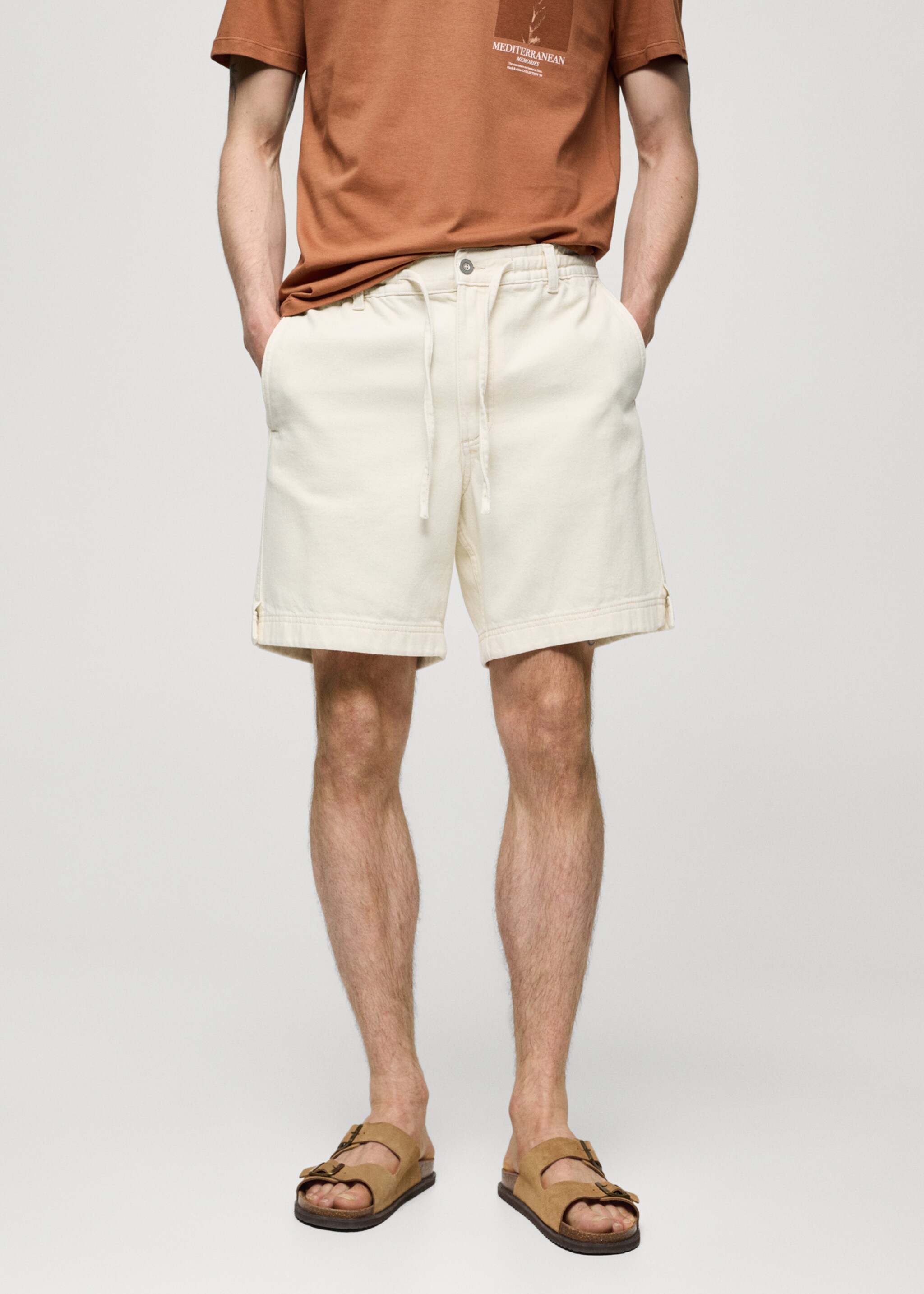 100% cotton bermuda shorts with drawstring - Medium plane