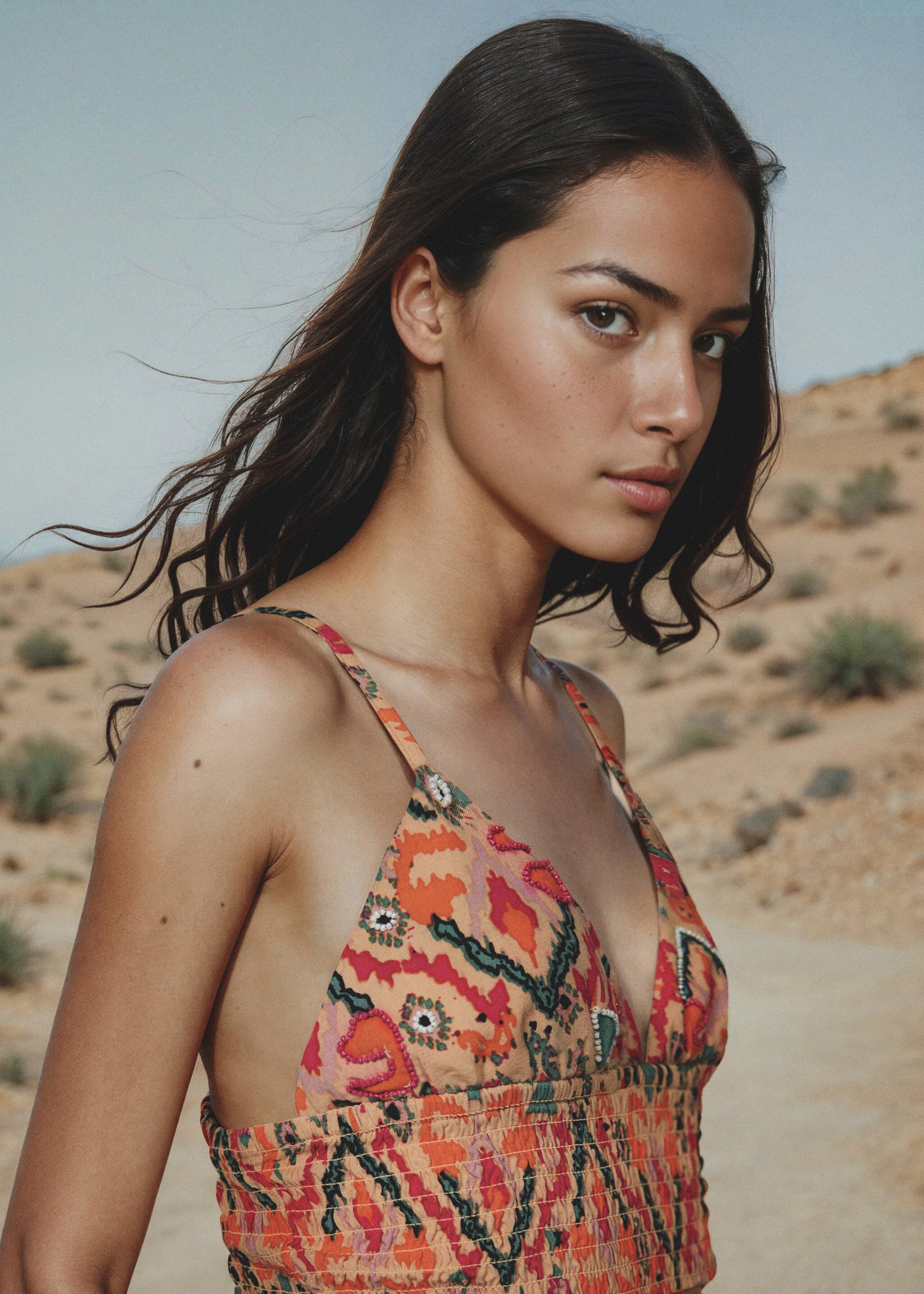 Bead printed top - Details of the article 5, Pastel Orange. Ref: 67059230-00.