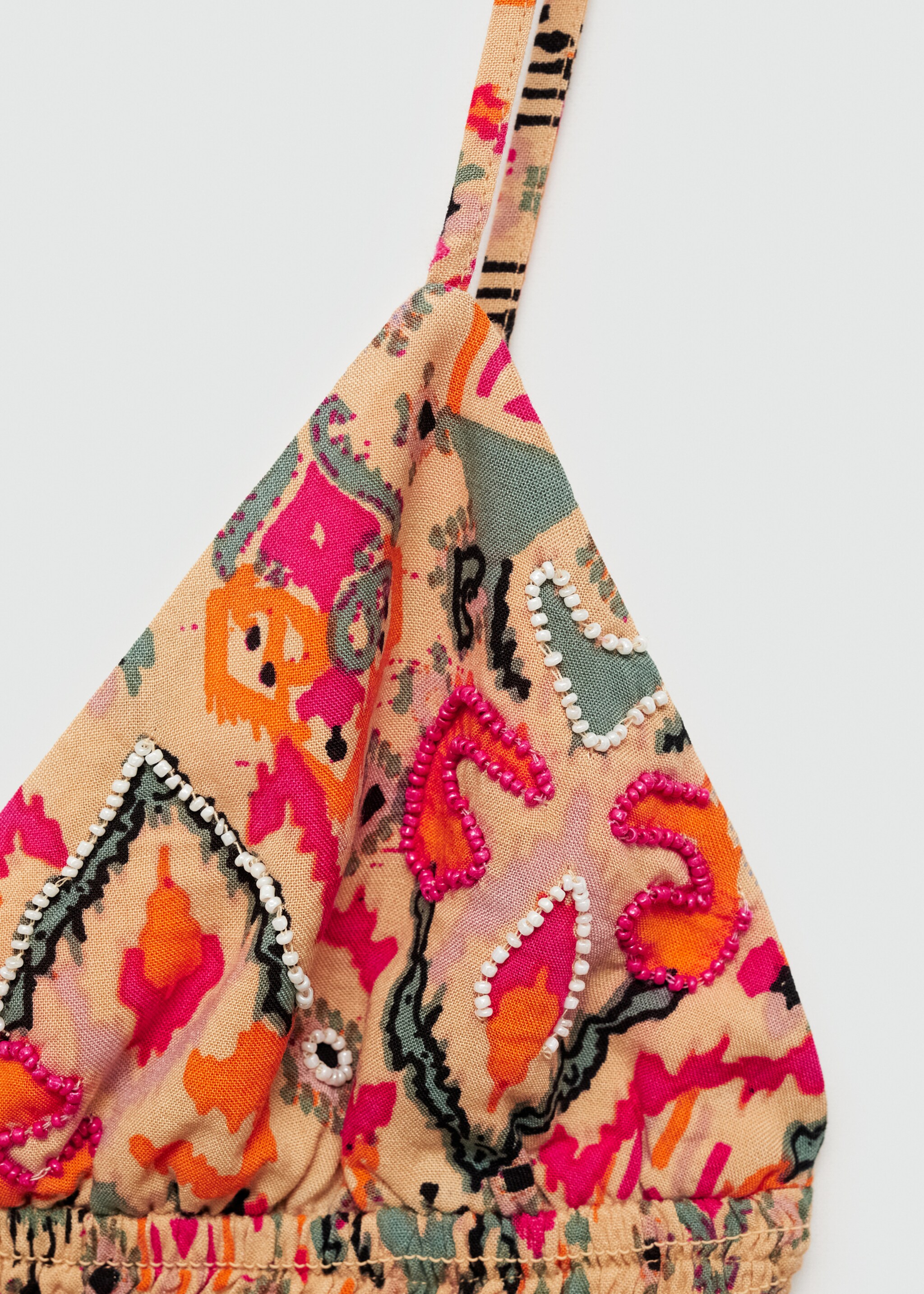 Bead printed top - Details of the article 8, Pastel Orange. Ref: 67059230-00.