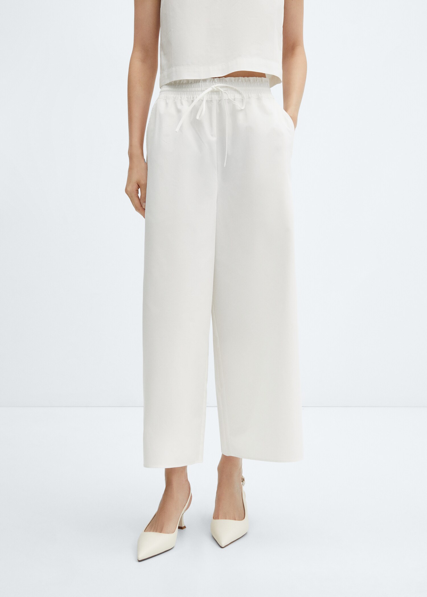100% cotton culotte trousers - Medium plane