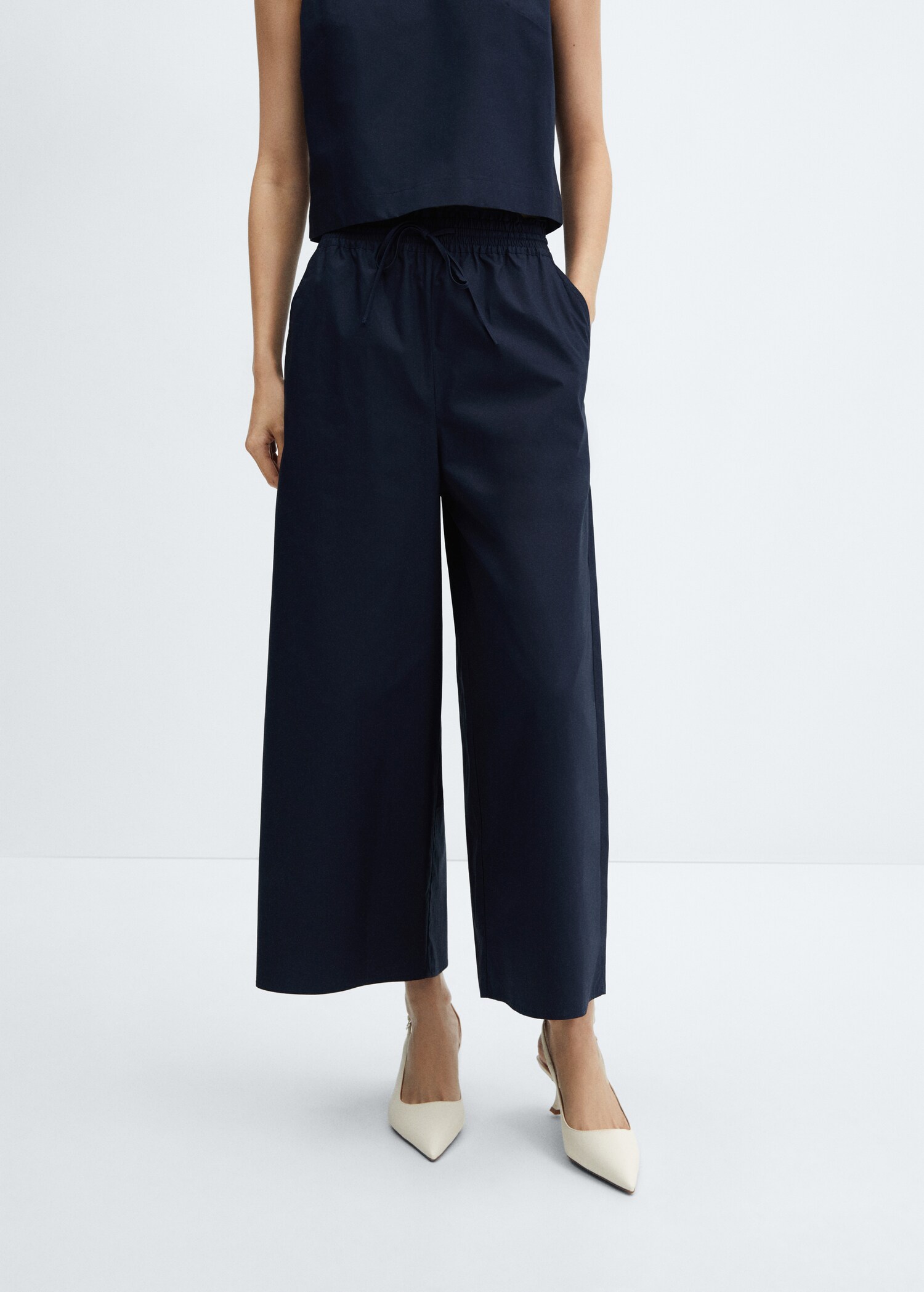 100% cotton culotte trousers - Medium plane