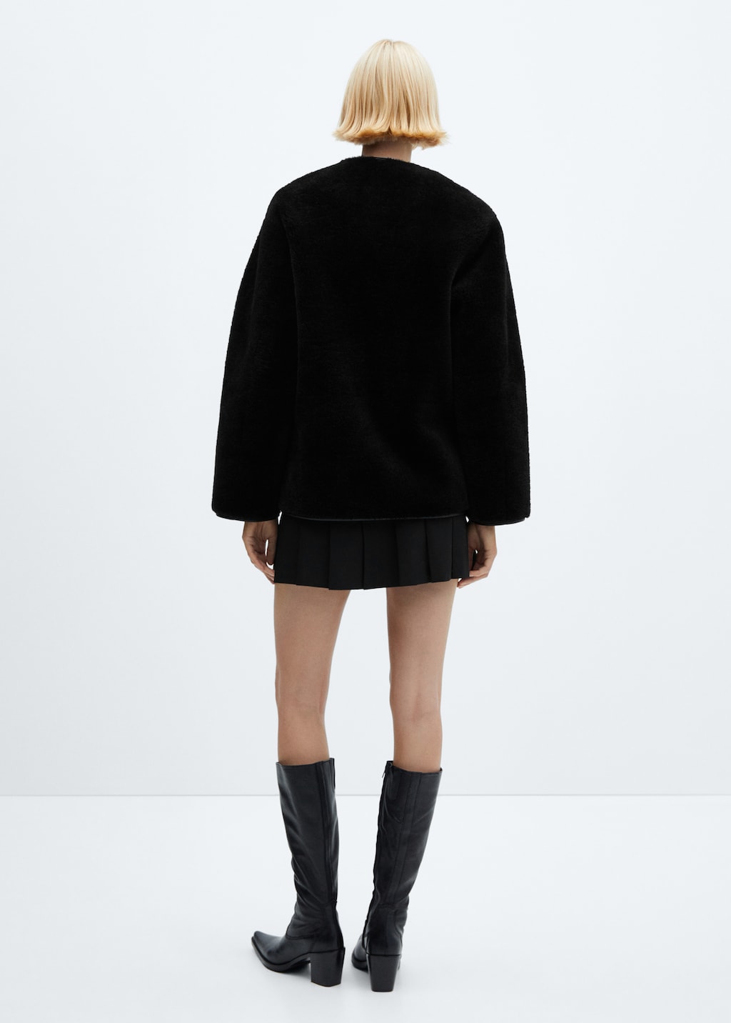Fur-effect coat with appliqués - Women | MANGO OUTLET USA