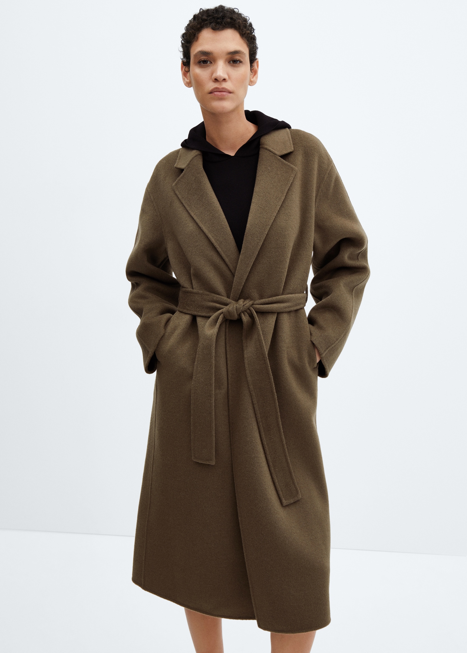 Wool Coat Long Jacket With Belt Stradivarius Wool Look Jacket With