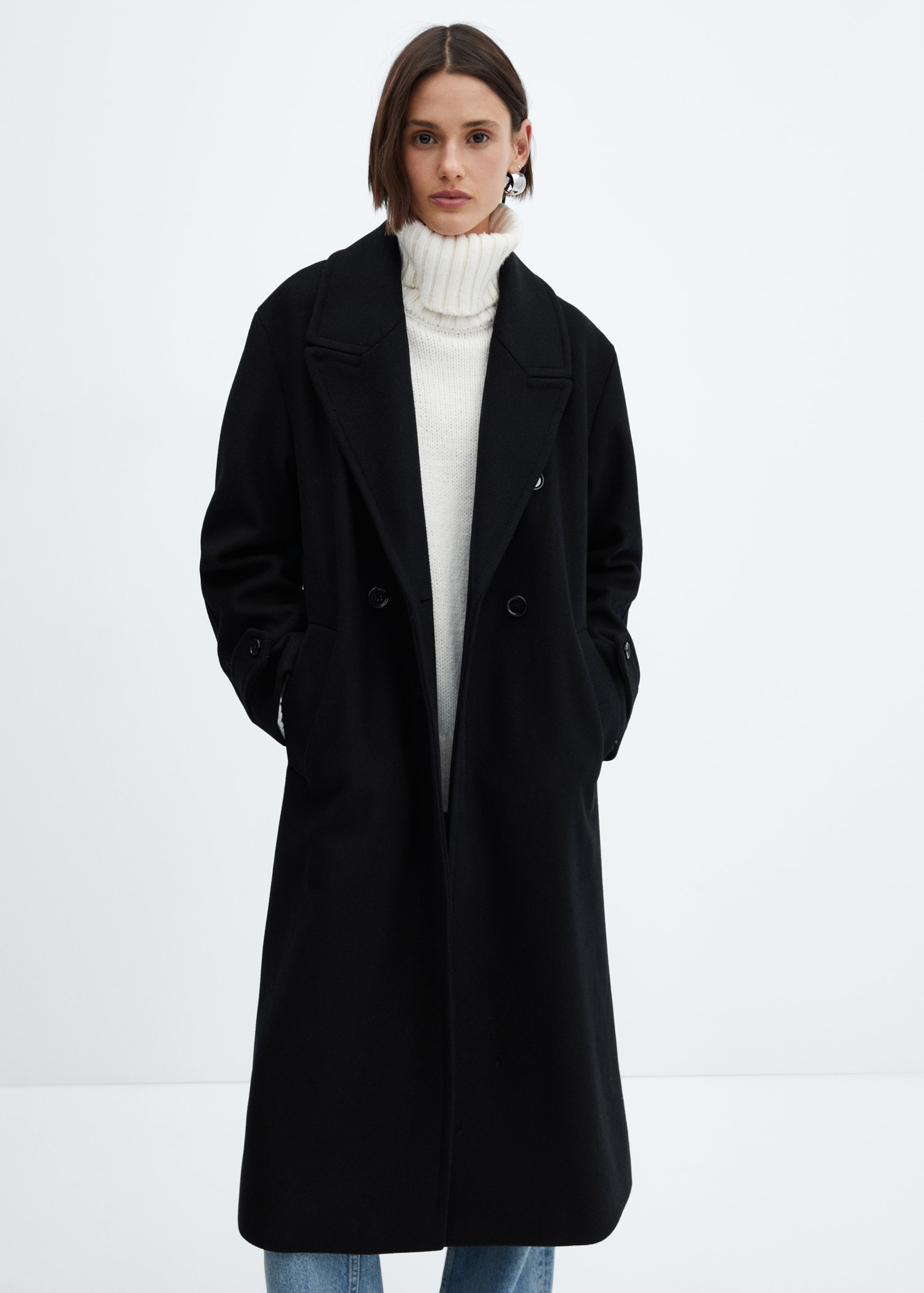 Manteau Long Noir Femme Laine Manteau Long Noir Trench Noir