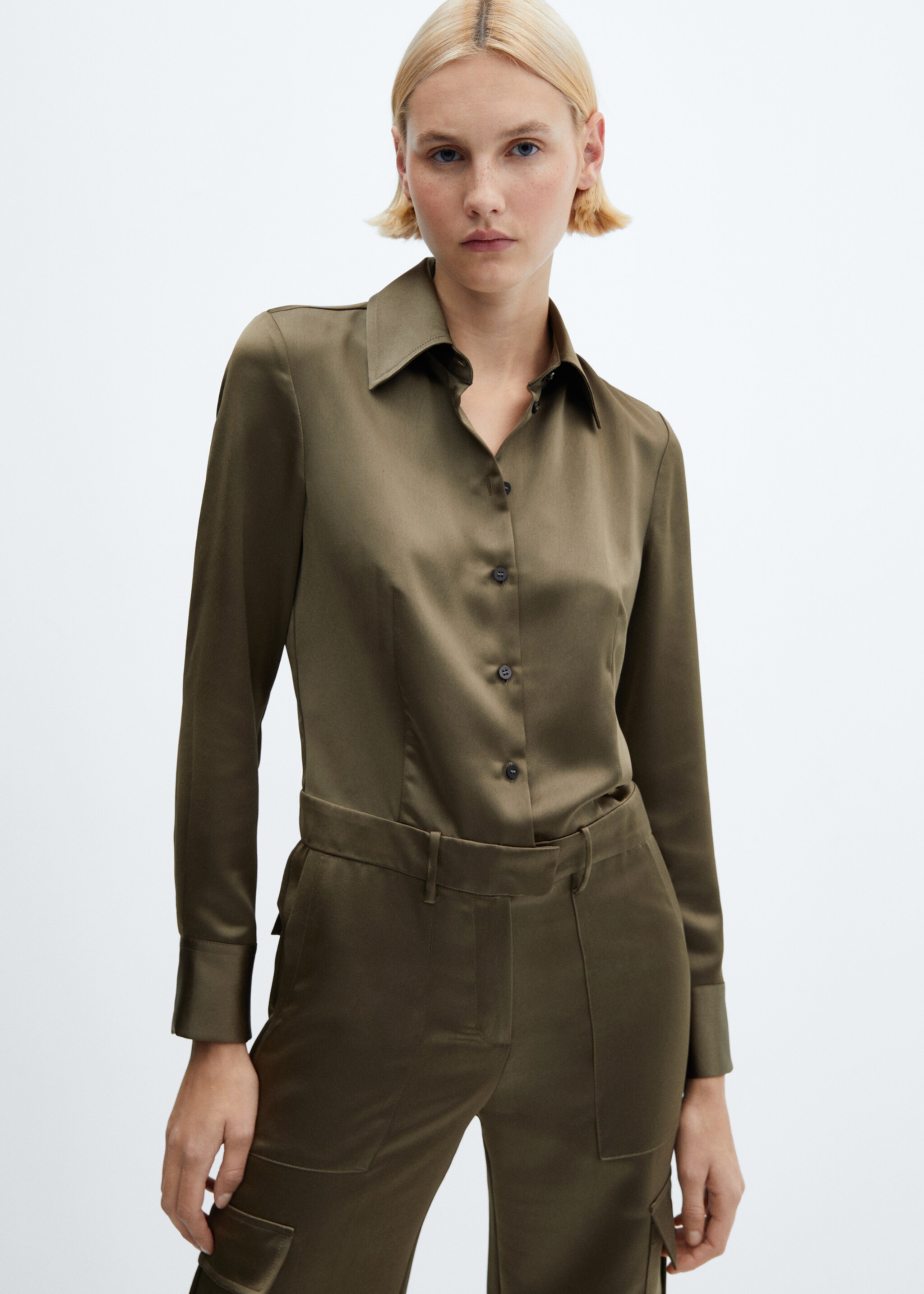 Satin cargo jumpsuit - Medium plane