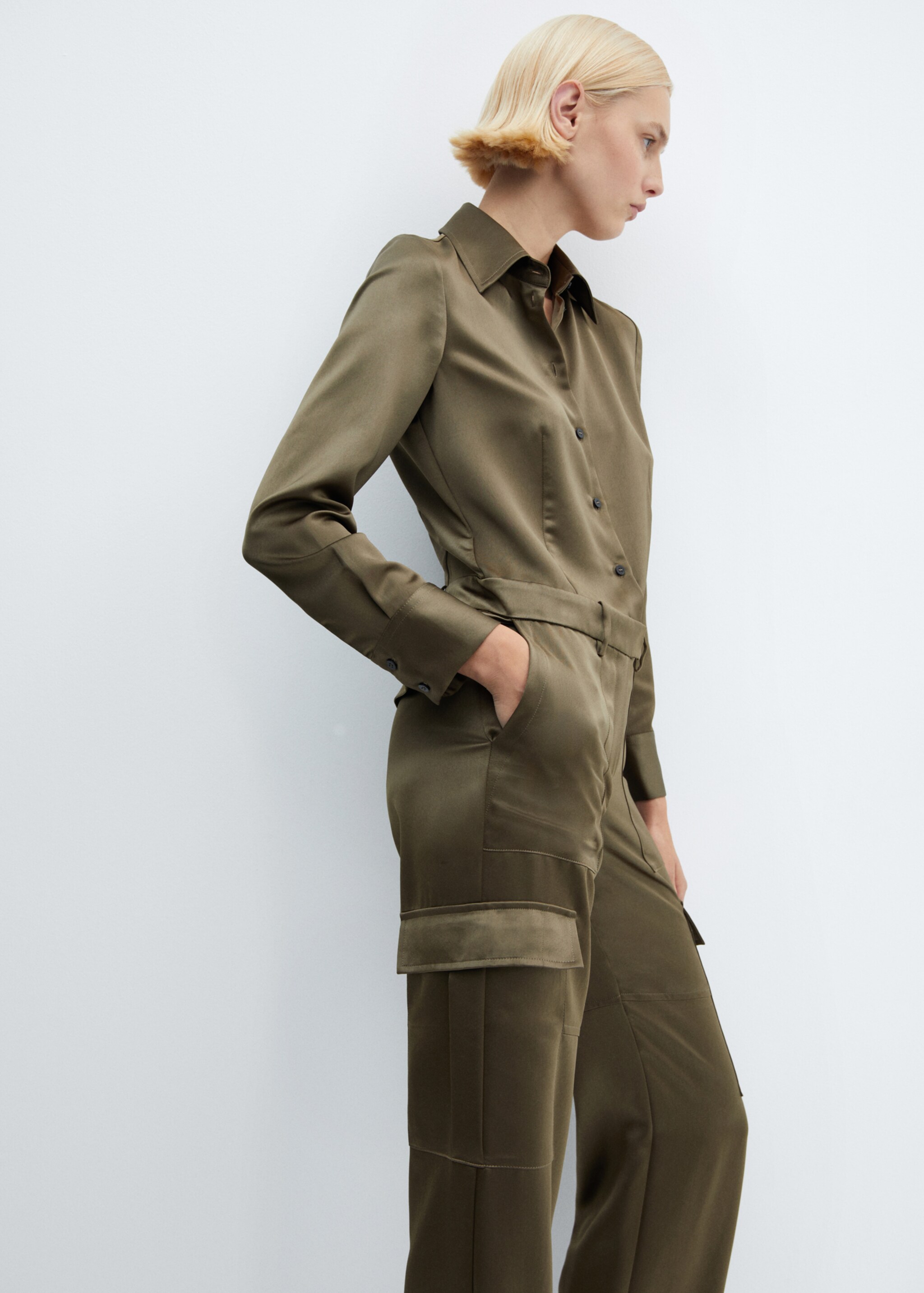 Satin cargo jumpsuit - Details of the article 2