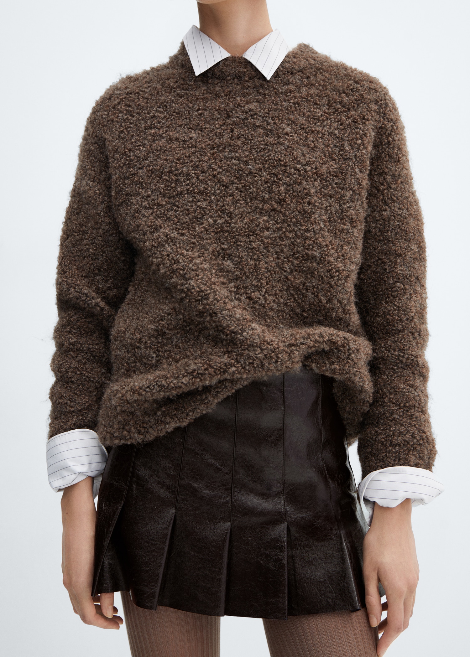 Leather-effect pleated mini-skirt - Medium plane