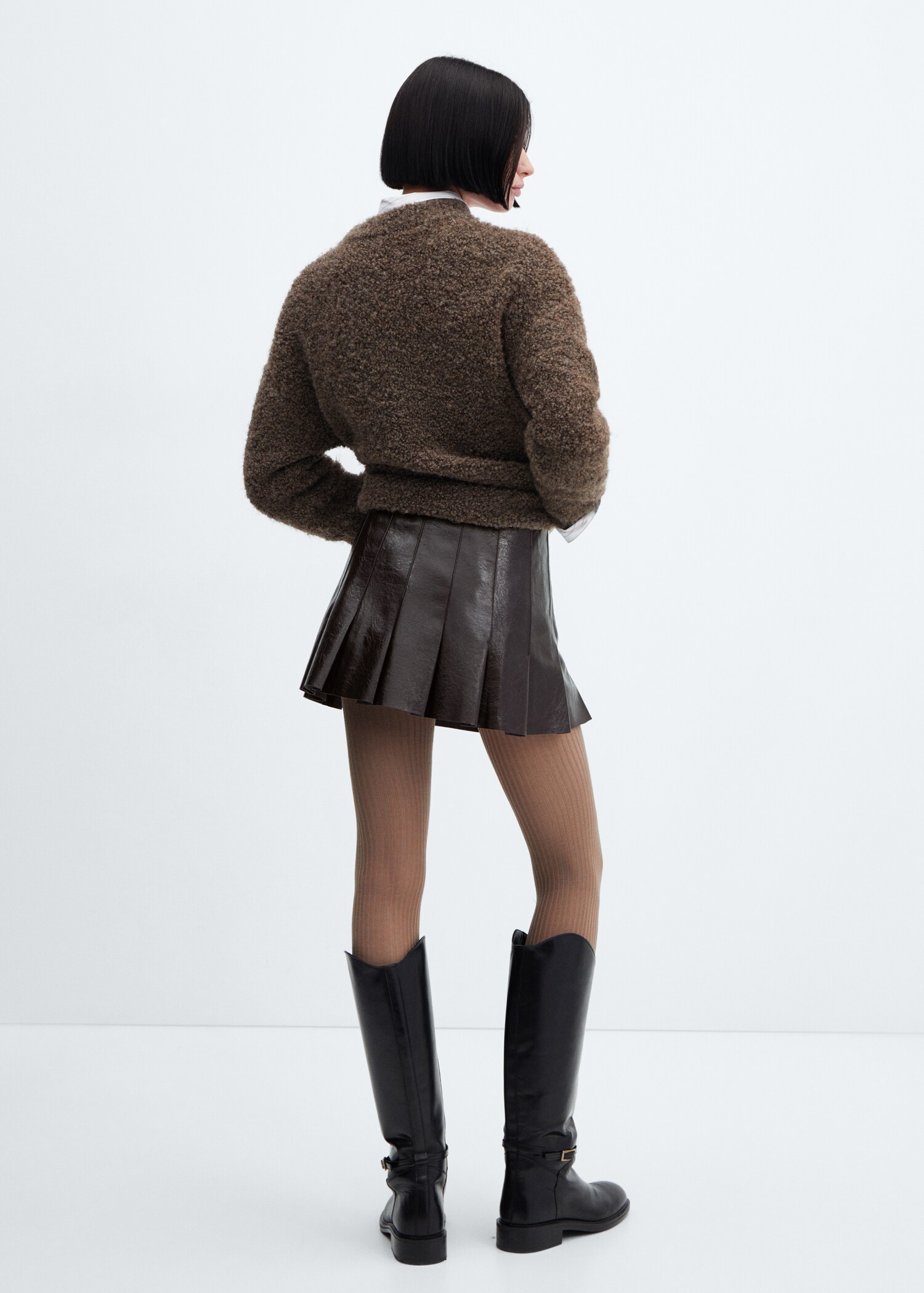 Leather-effect pleated mini-skirt - Reverse of the article