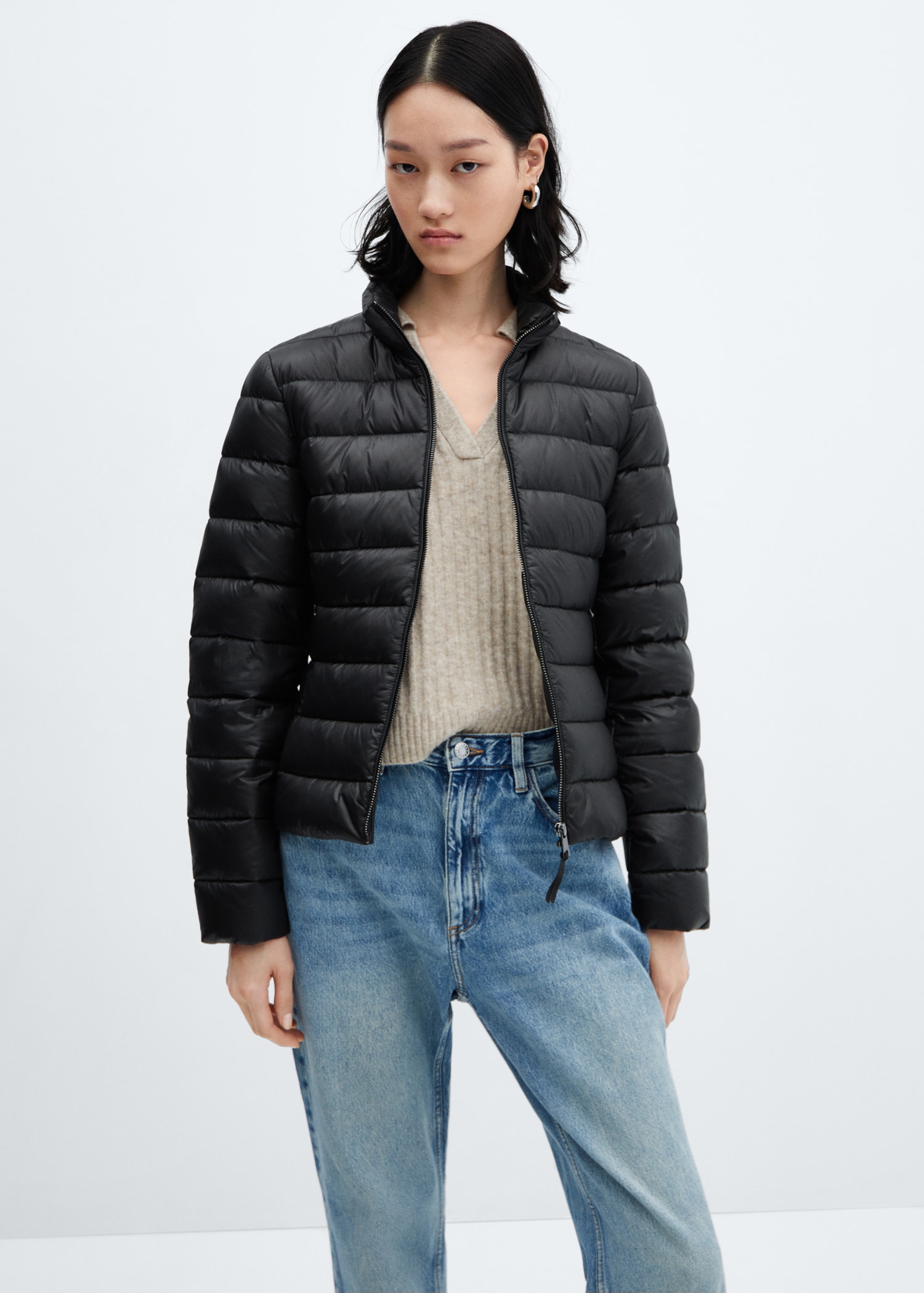 Mango Outlet Plumifero Ligero Mango Anorak Acolchado Pluma