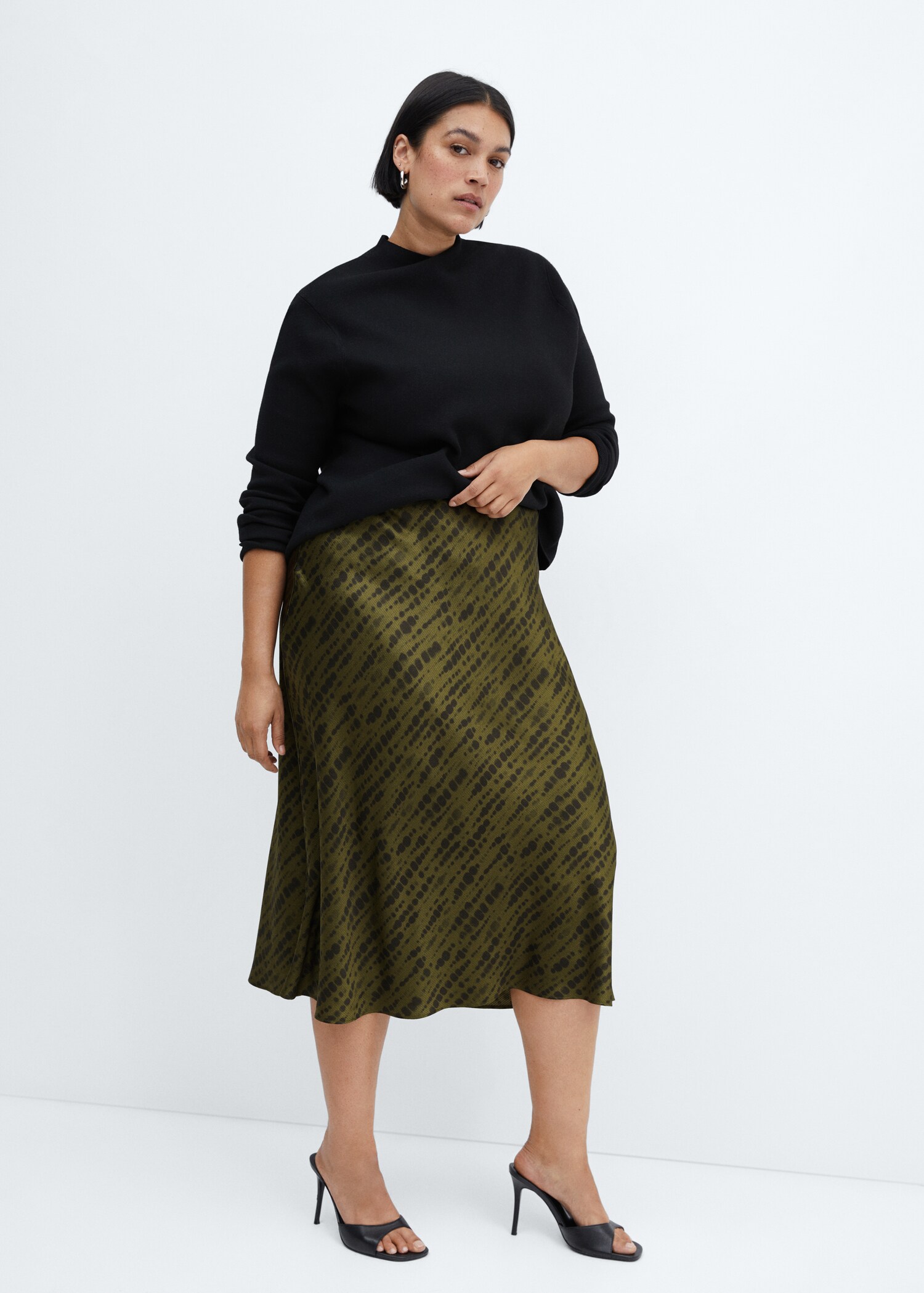 Printed satin skirt - Details of the article 4