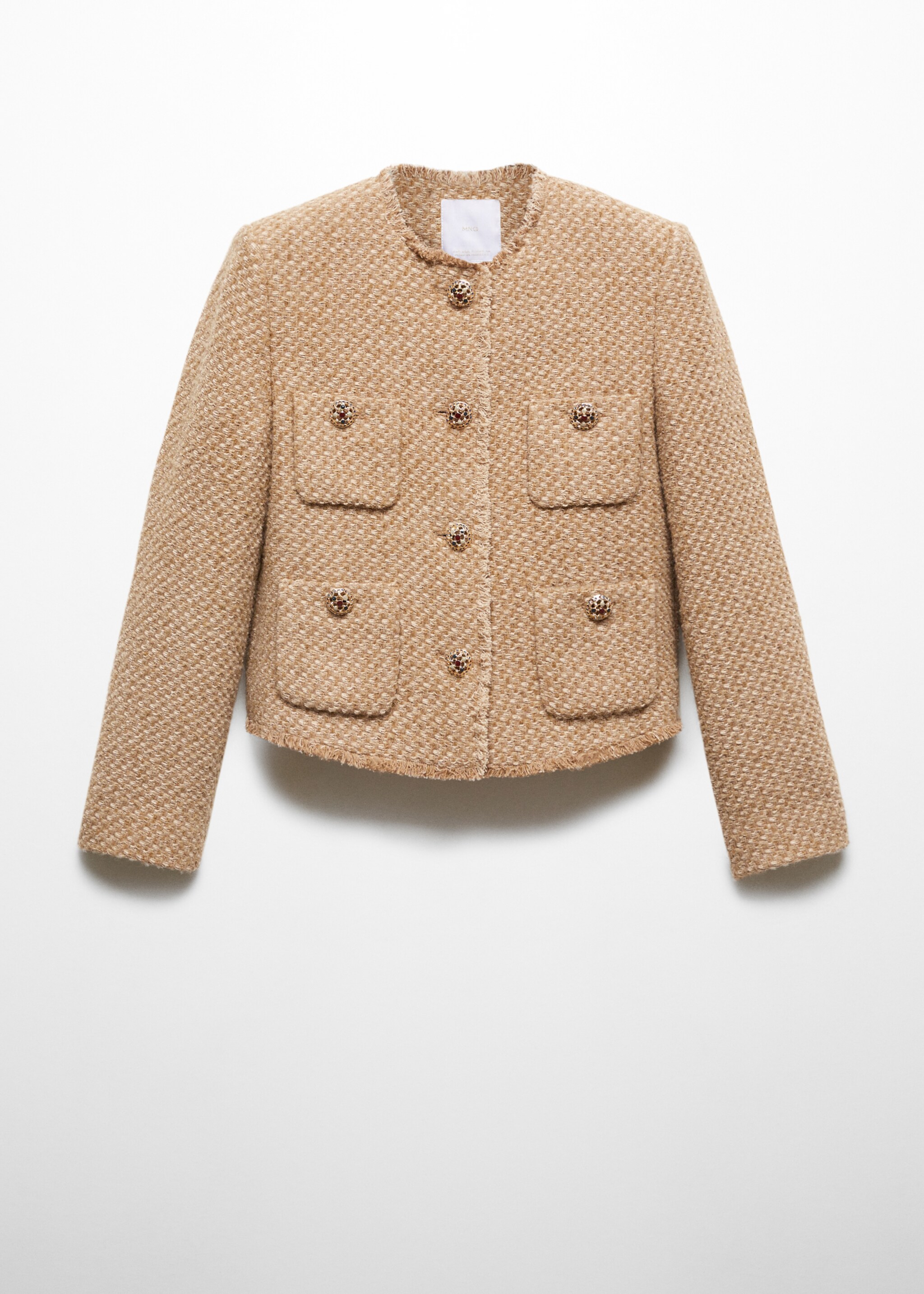 Tweed jacket with jewel buttons - Article without model, Beige. Ref: 67060483-00.