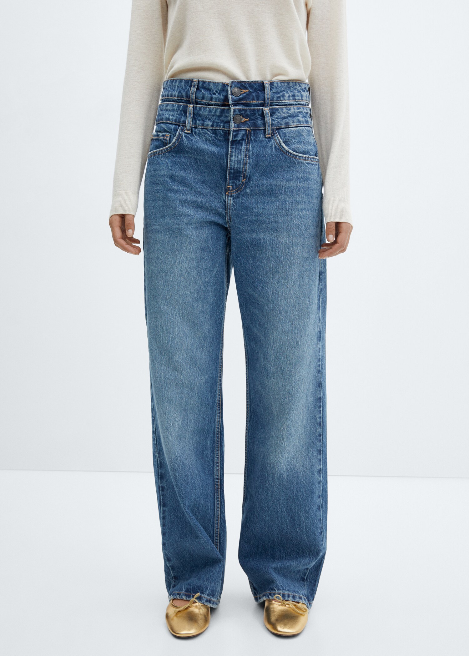 Jean droit double taille - Plan moyen
