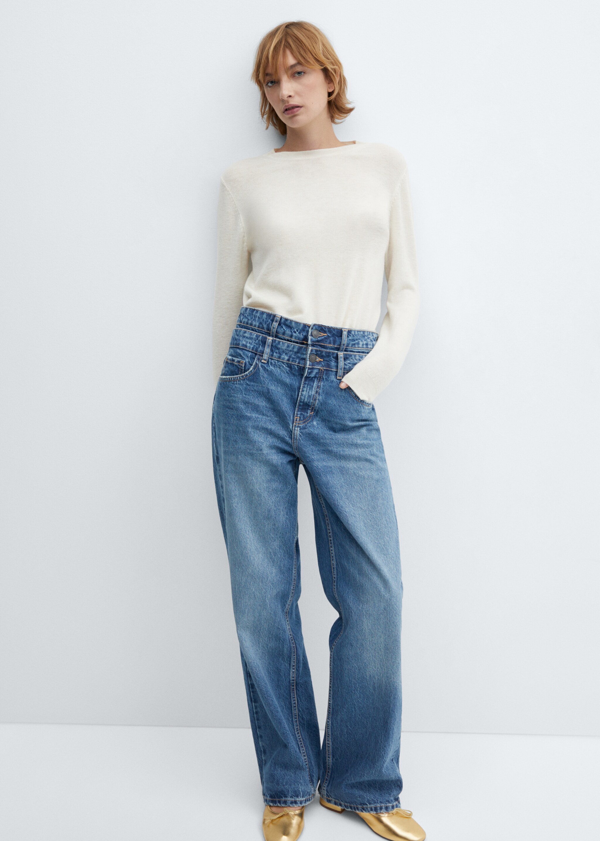 Double-waist straight jeans - Details of the article 2