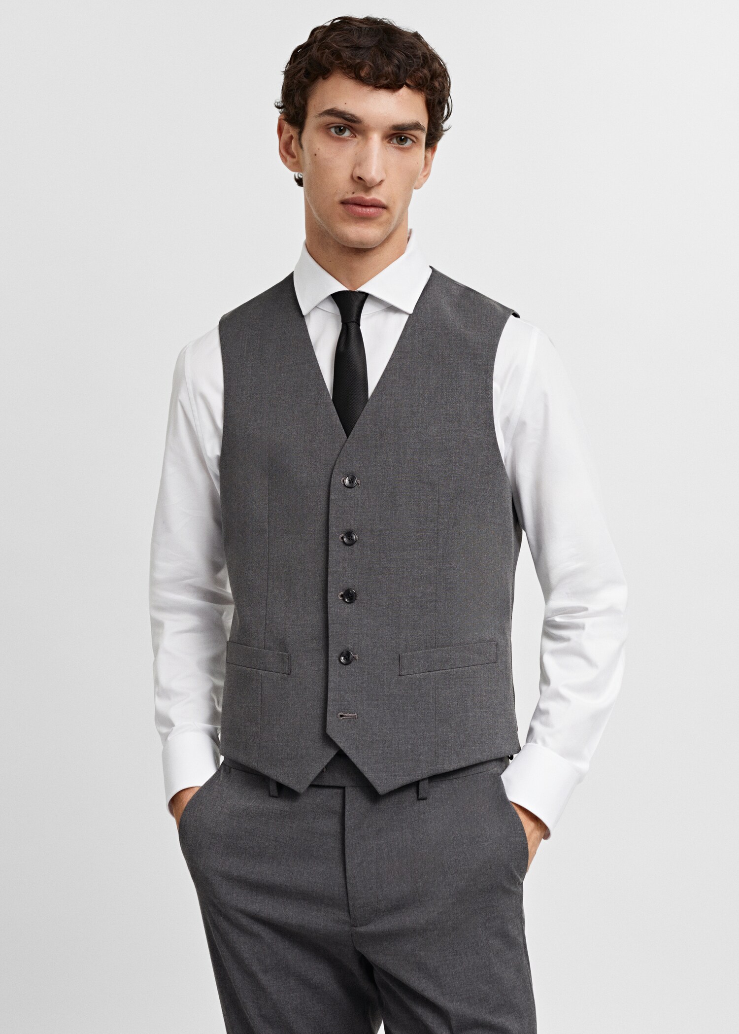 Slim-fit suit waistcoat - Medium plane