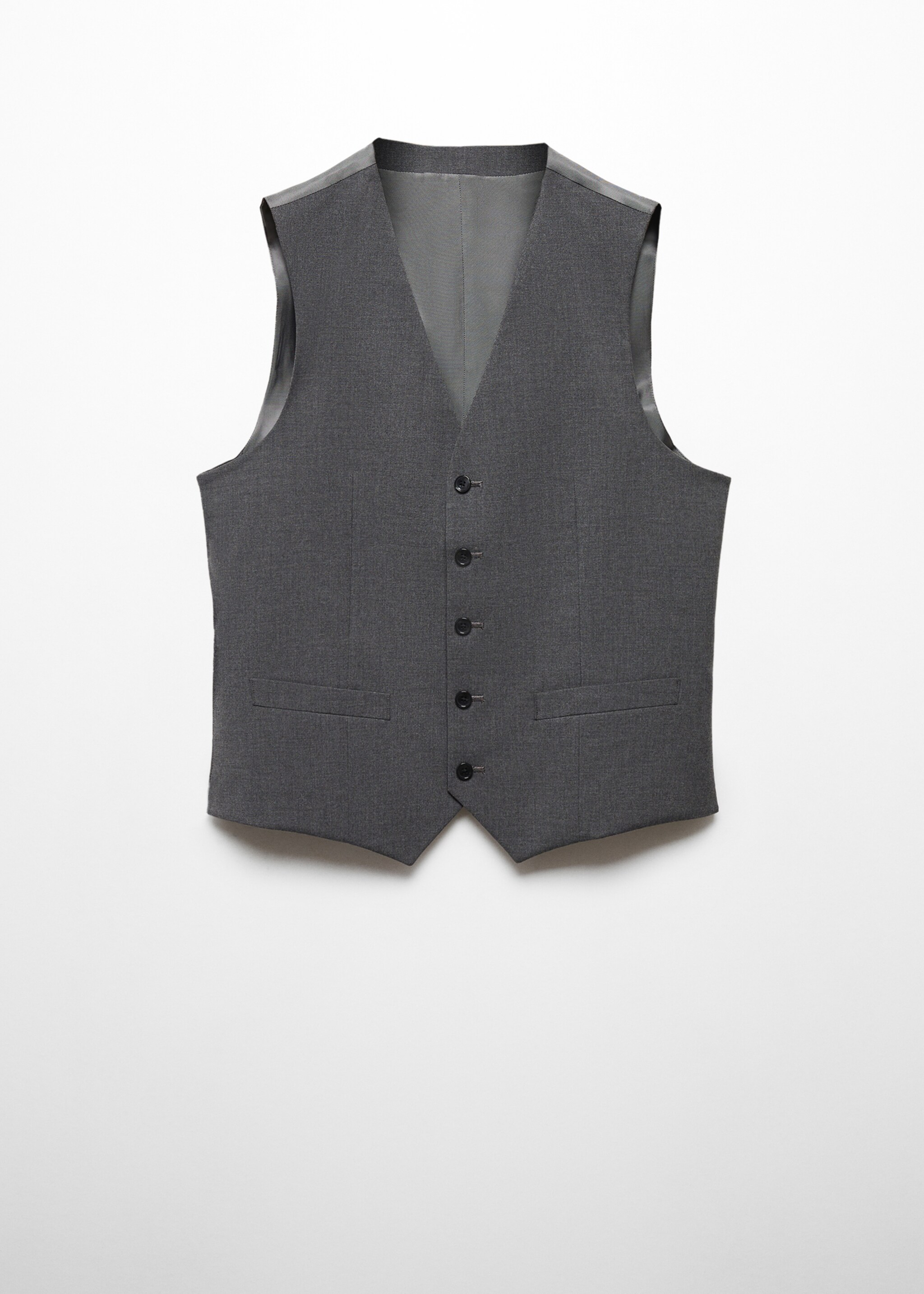 Slim-fit suit waistcoat - Article without model, Grey. Ref: 67060620-00.