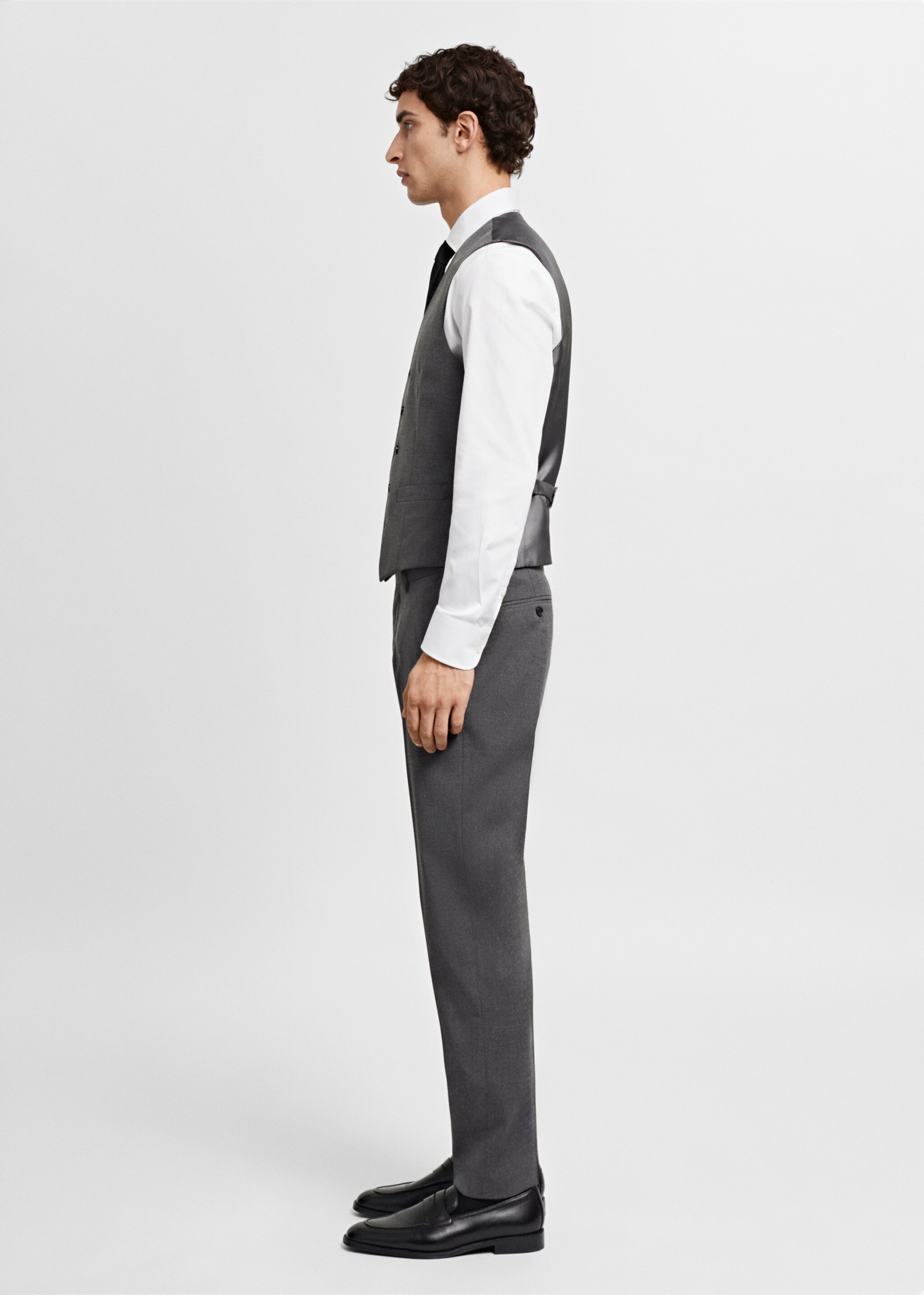 Slim-fit suit waistcoat - Details of the article 2, Grey. Ref: 67060620-00.
