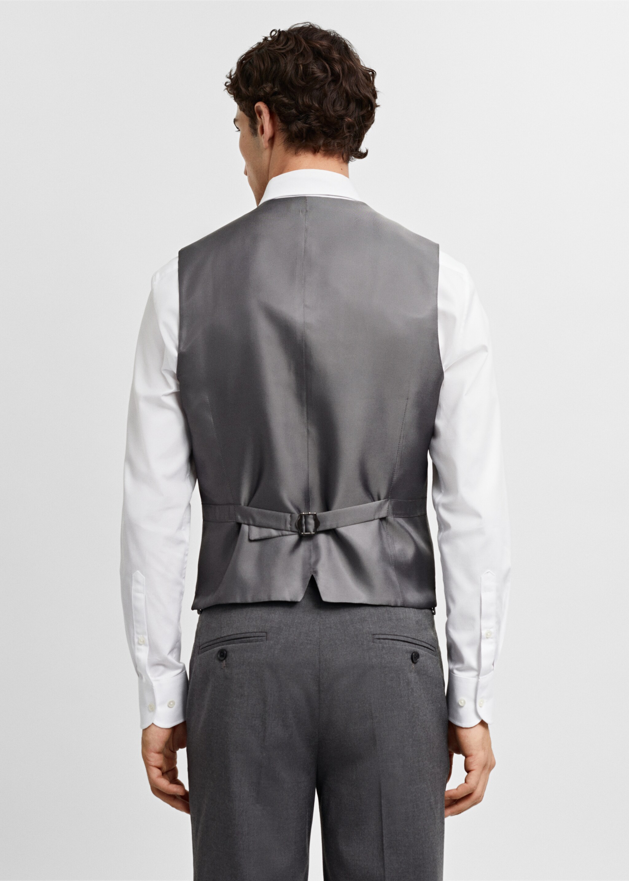 Slim-fit suit waistcoat - Reverse of the article, Grey. Ref: 67060620-00.