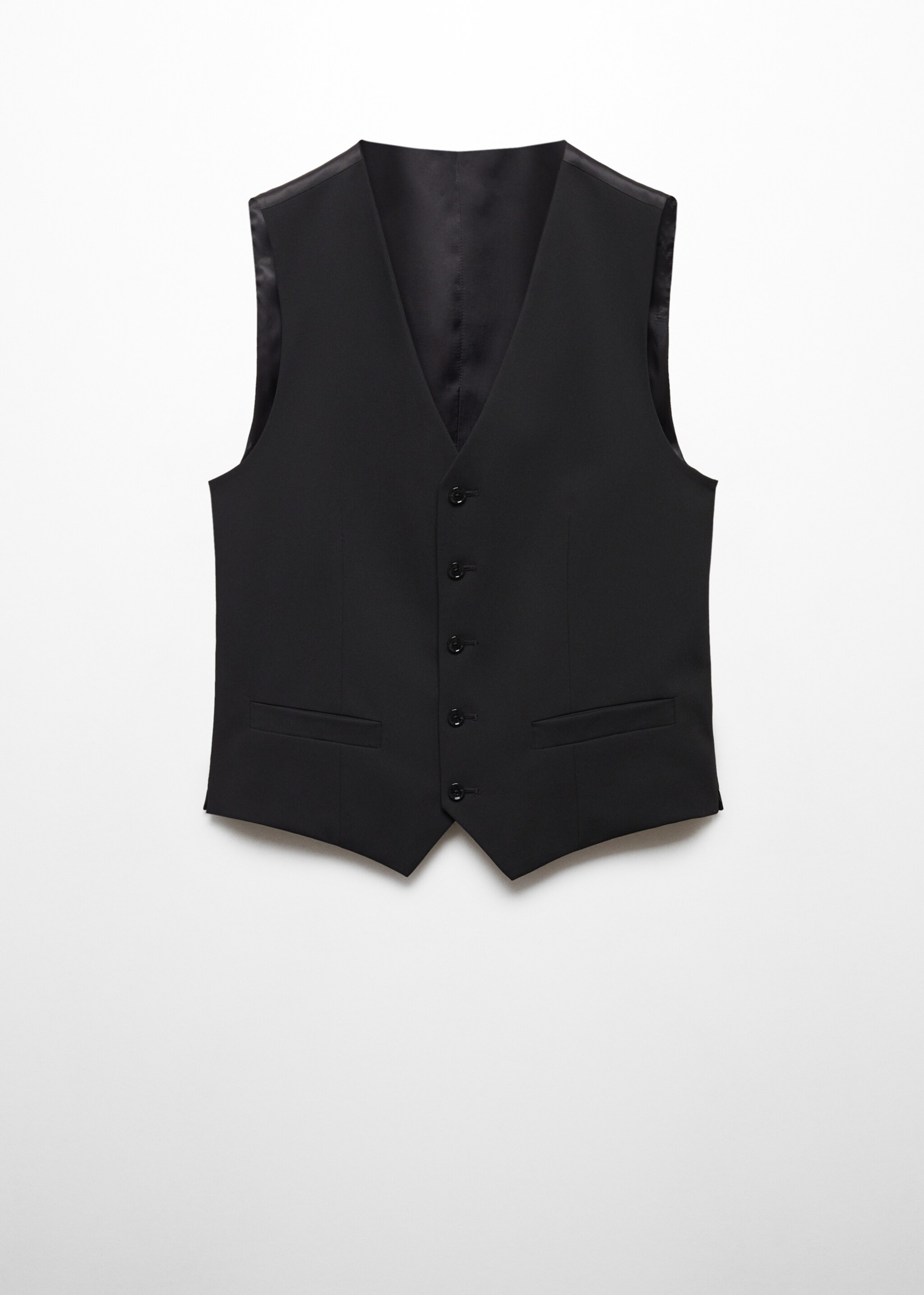 Super slim-fit stretch-fabric suit vest - Article without model, Black. Ref: 67060621-00.