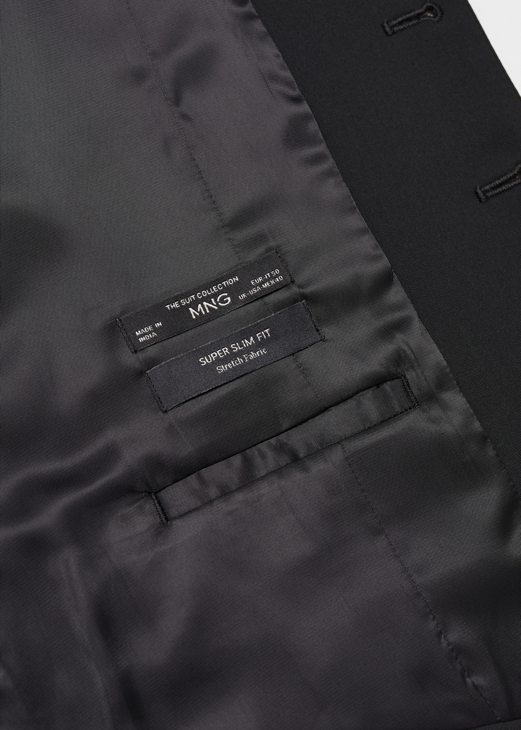 Super slim-fit stretch-fabric suit vest - Details of the article 8, Black. Ref: 67060621-00.