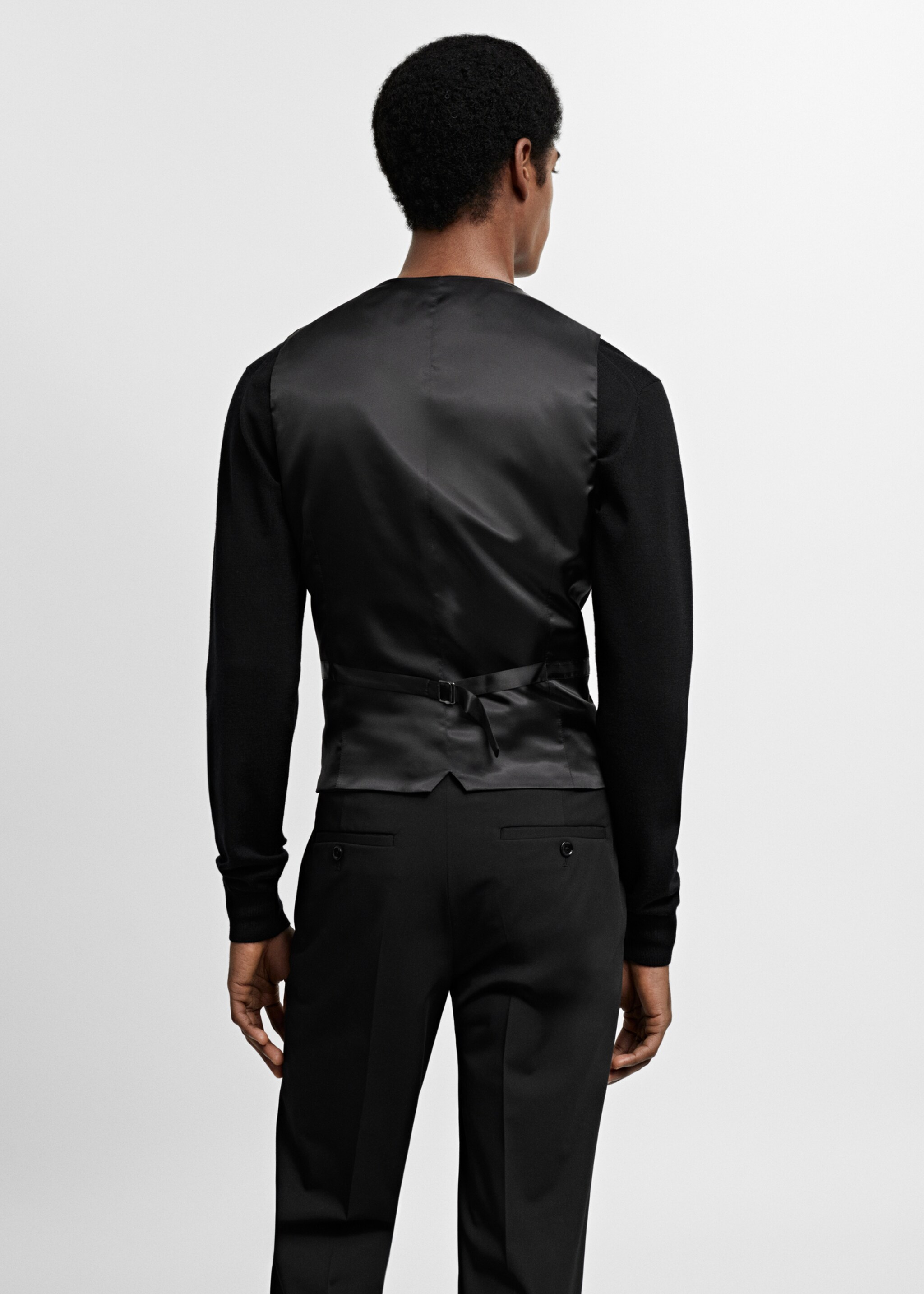 Super slim-fit stretch-fabric suit vest - Reverse of the article, Black. Ref: 67060621-00.