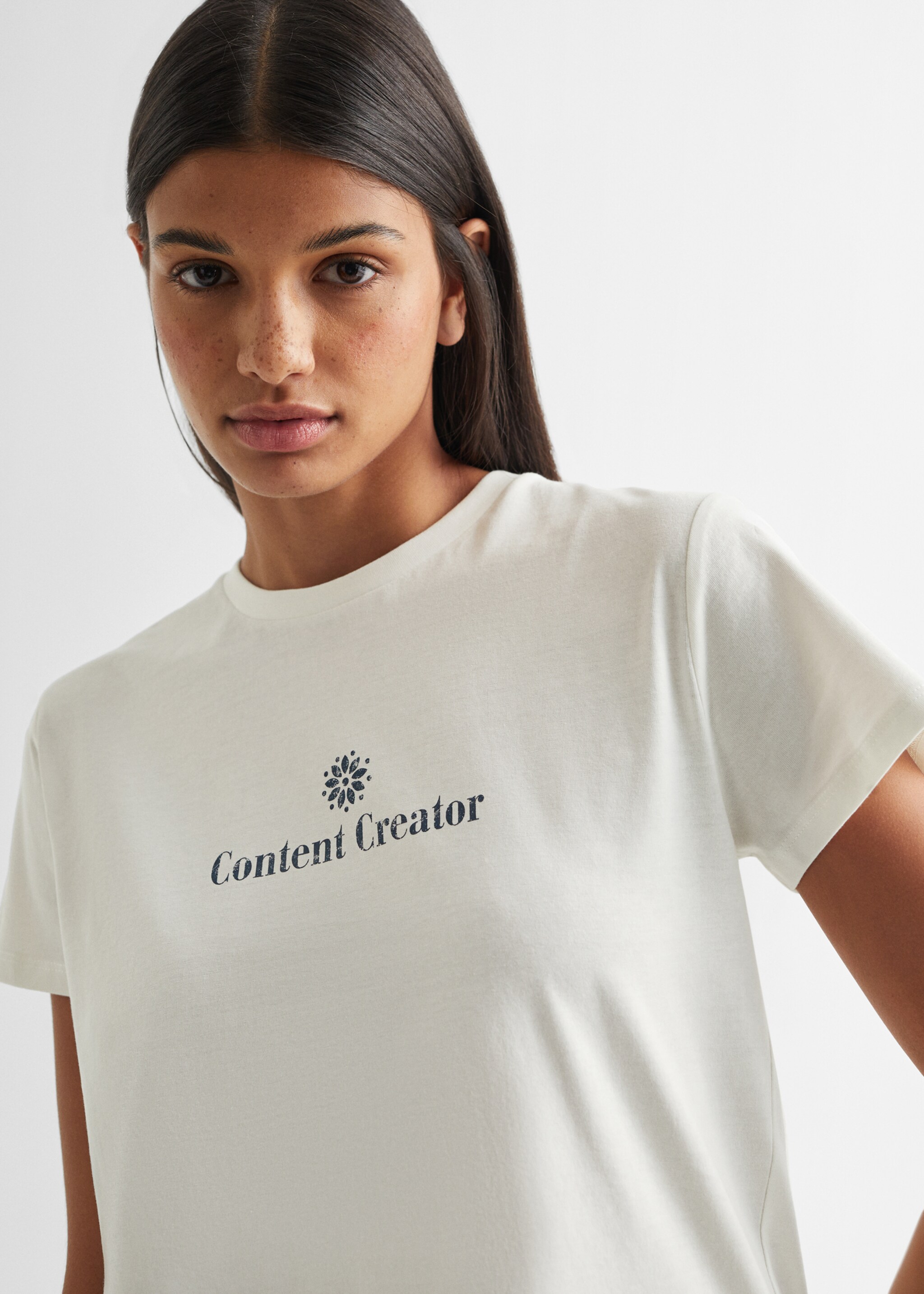 T-shirt message imprimé - Détail de l'article 1, Blanc cassé. Ref: 67060633-00.