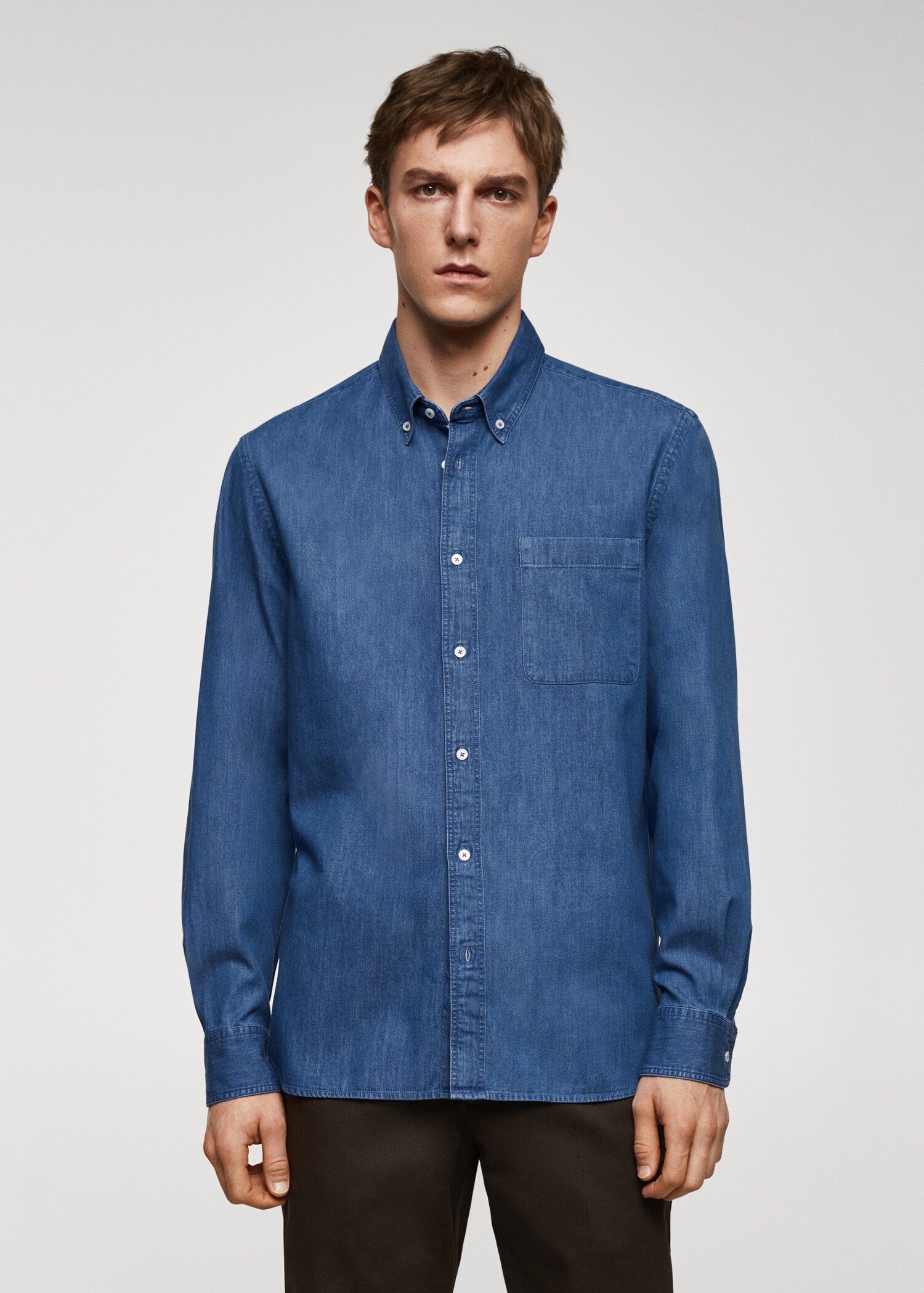 Chambray katoenen classic-fit overhemd - Middenvlak