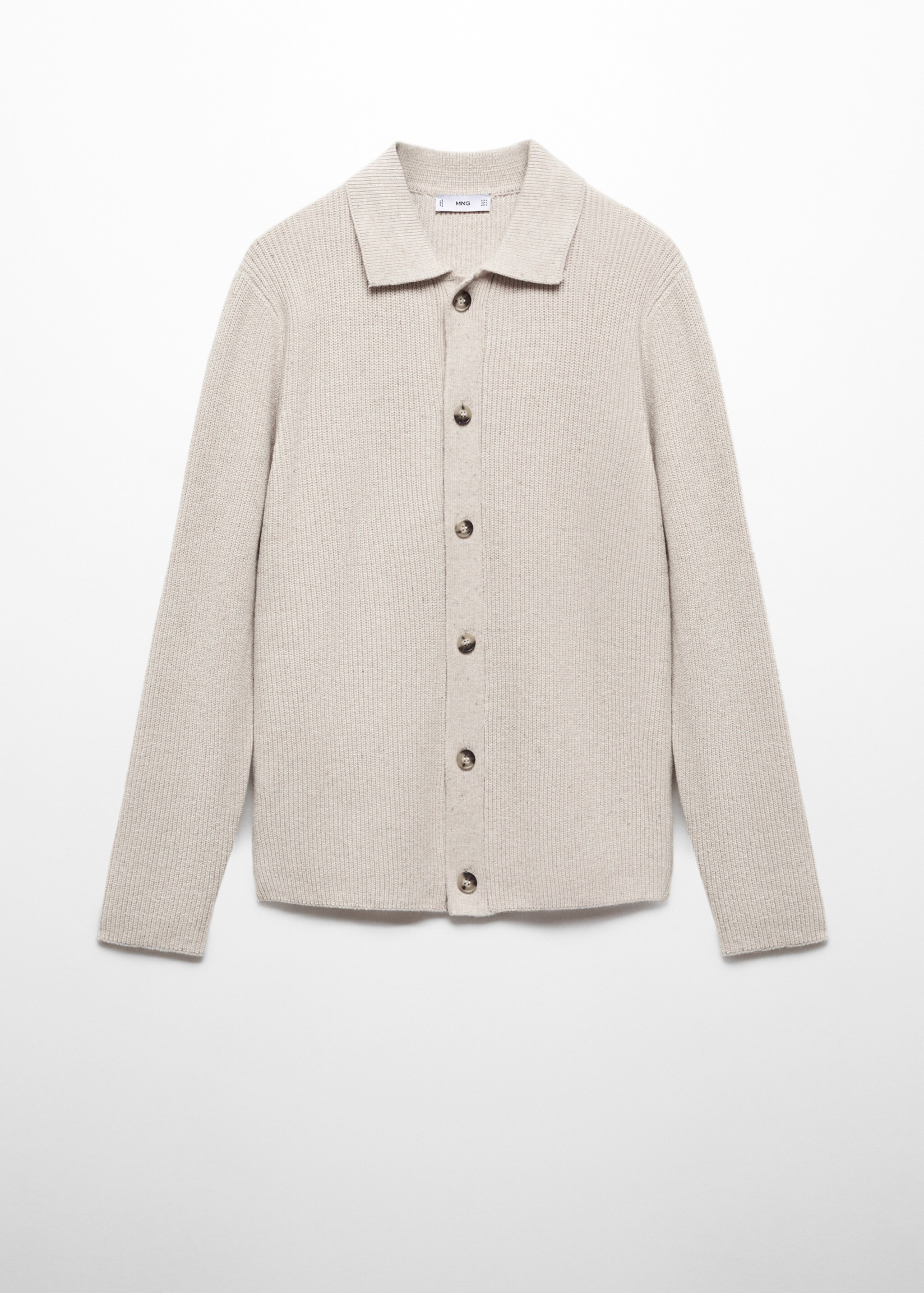 Buttoned ribbed cardigan - Article without model, Light/Pastel Grey. Ref: 67060643-00.