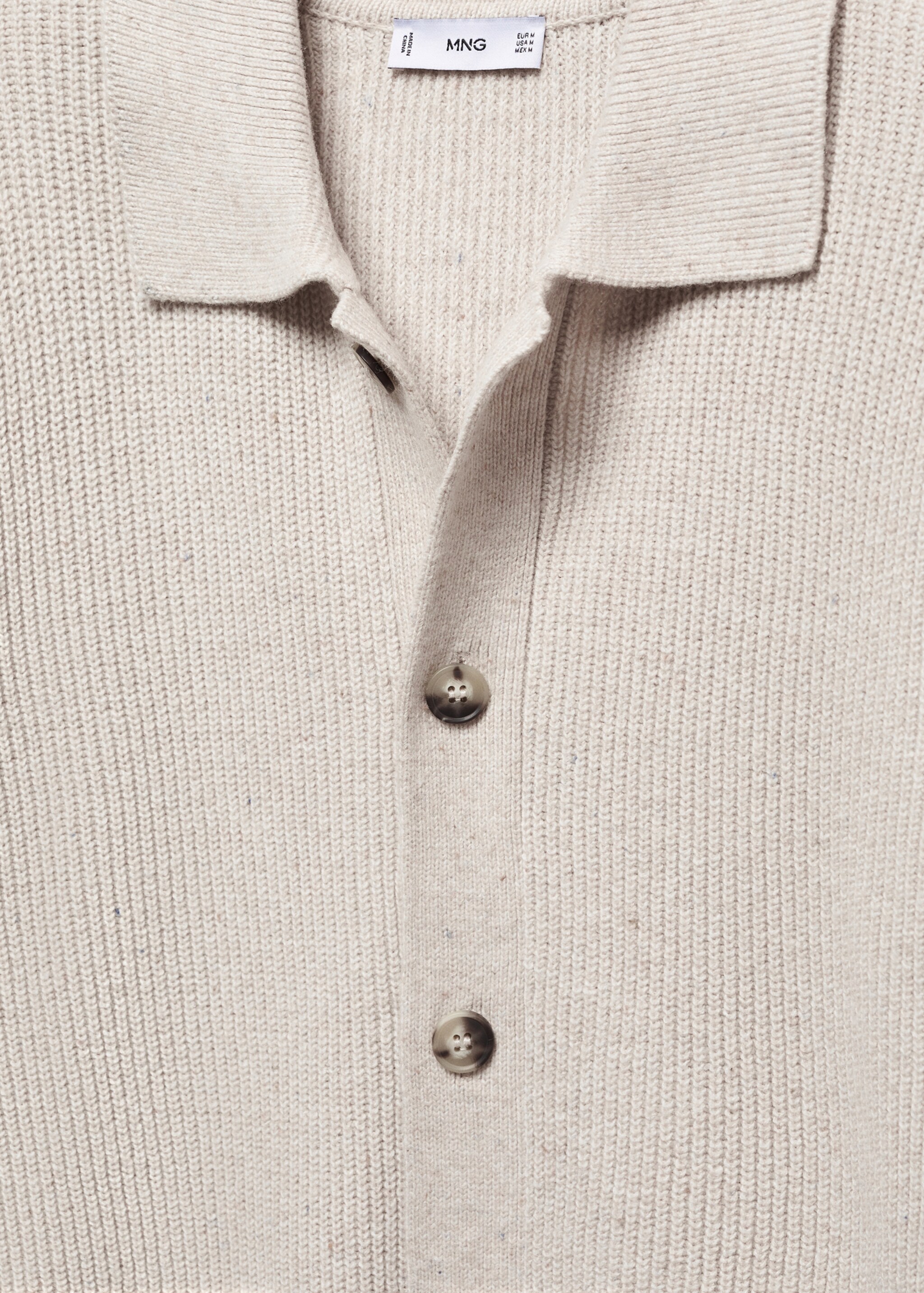 Buttoned ribbed cardigan - Details of the article 8, Light/Pastel Grey. Ref: 67060643-00.