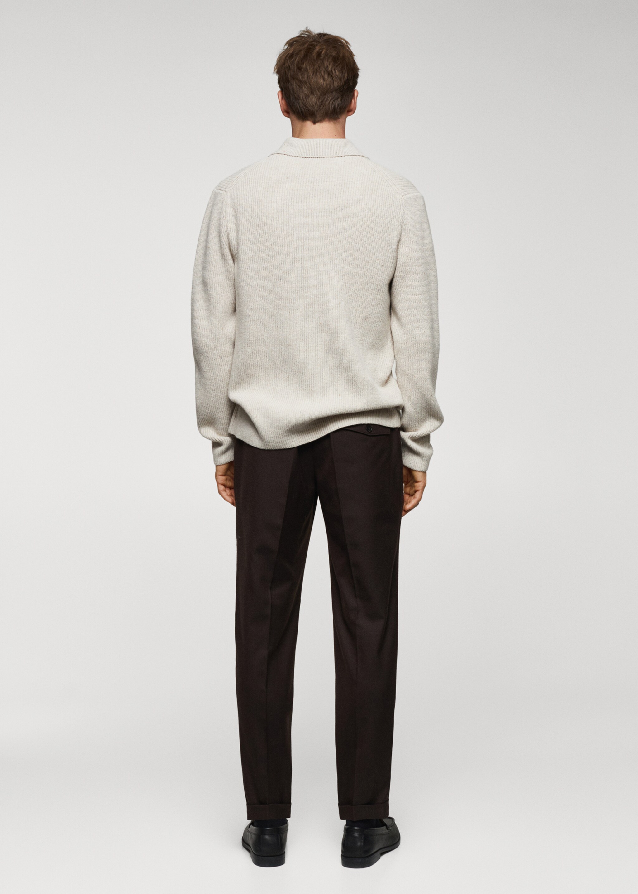 Buttoned ribbed cardigan - Reverse of the article, Light/Pastel Grey. Ref: 67060643-00.