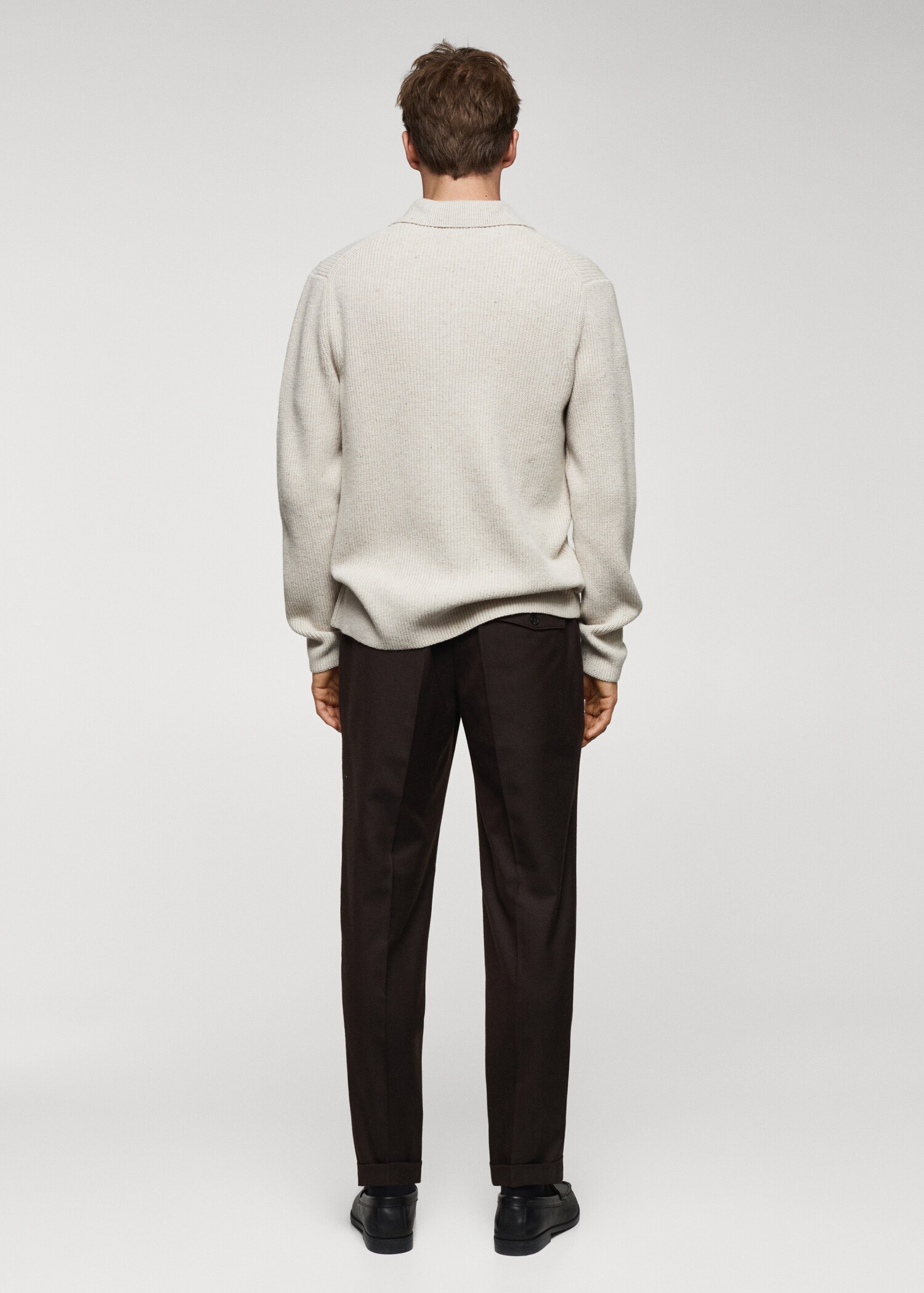 Buttoned ribbed cardigan - Reverse of the article