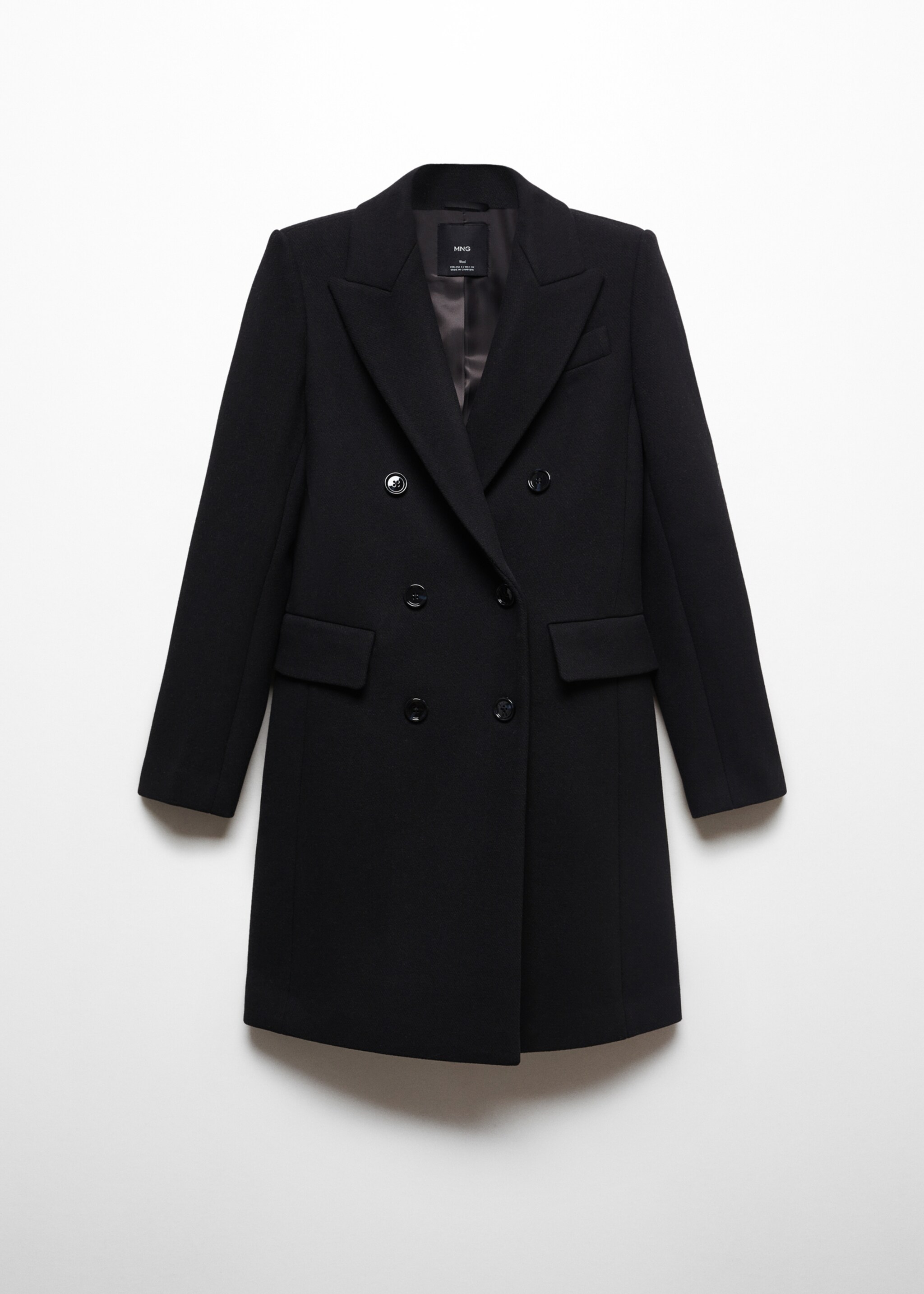 Double-breasted wool coat - Article without model, Black. Ref: 67060646-00.