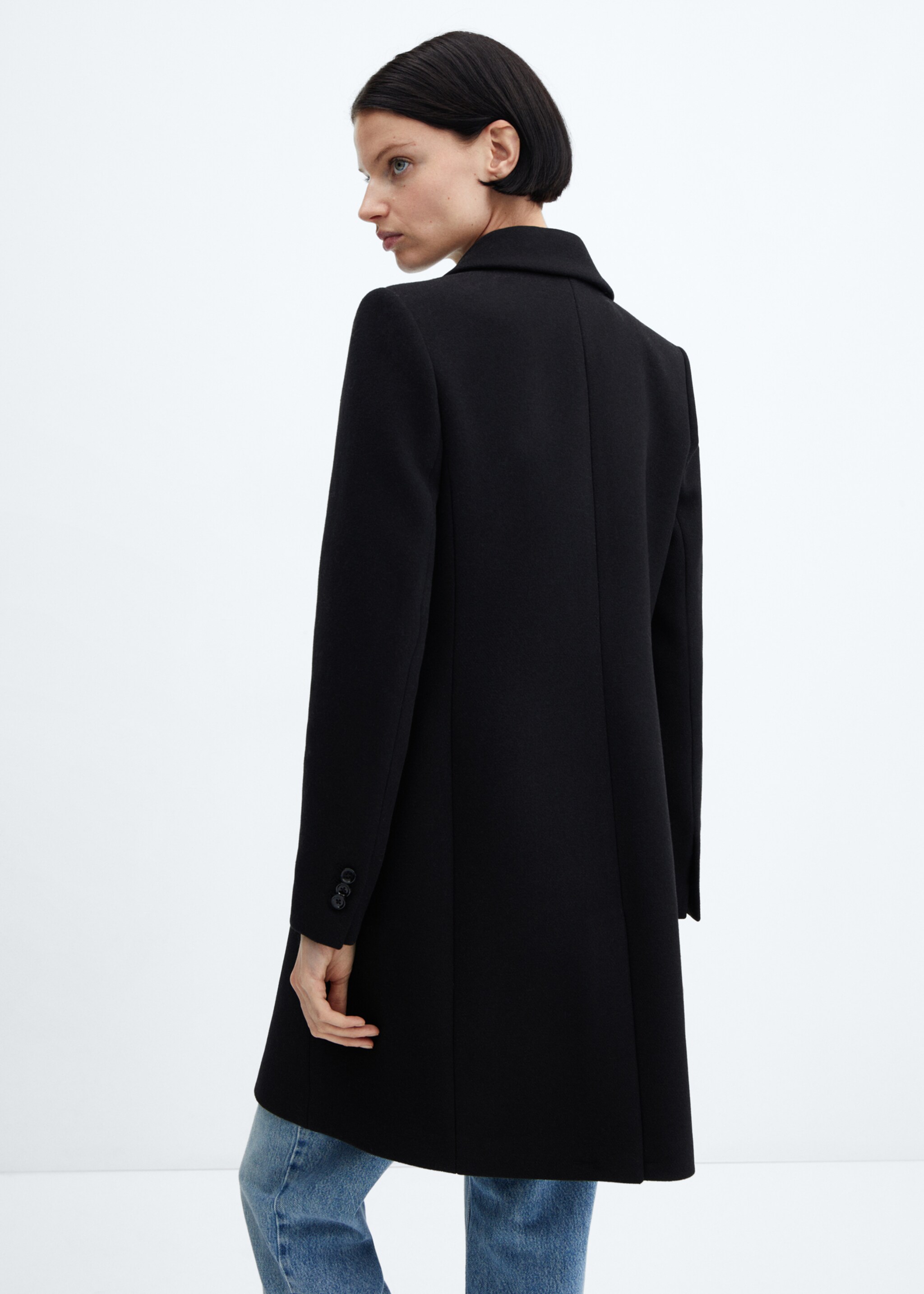 Double-breasted wool coat - Reverse of the article, Black. Ref: 67060646-00.